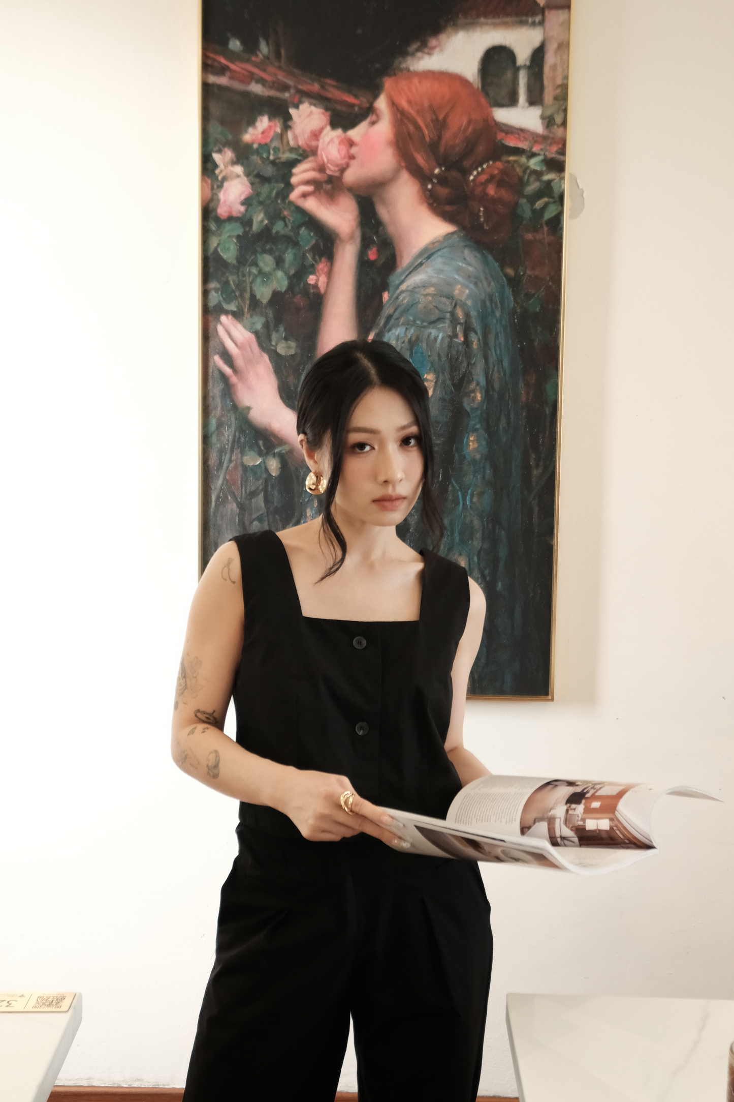 Colette Square-Neck Suit Vest in Black