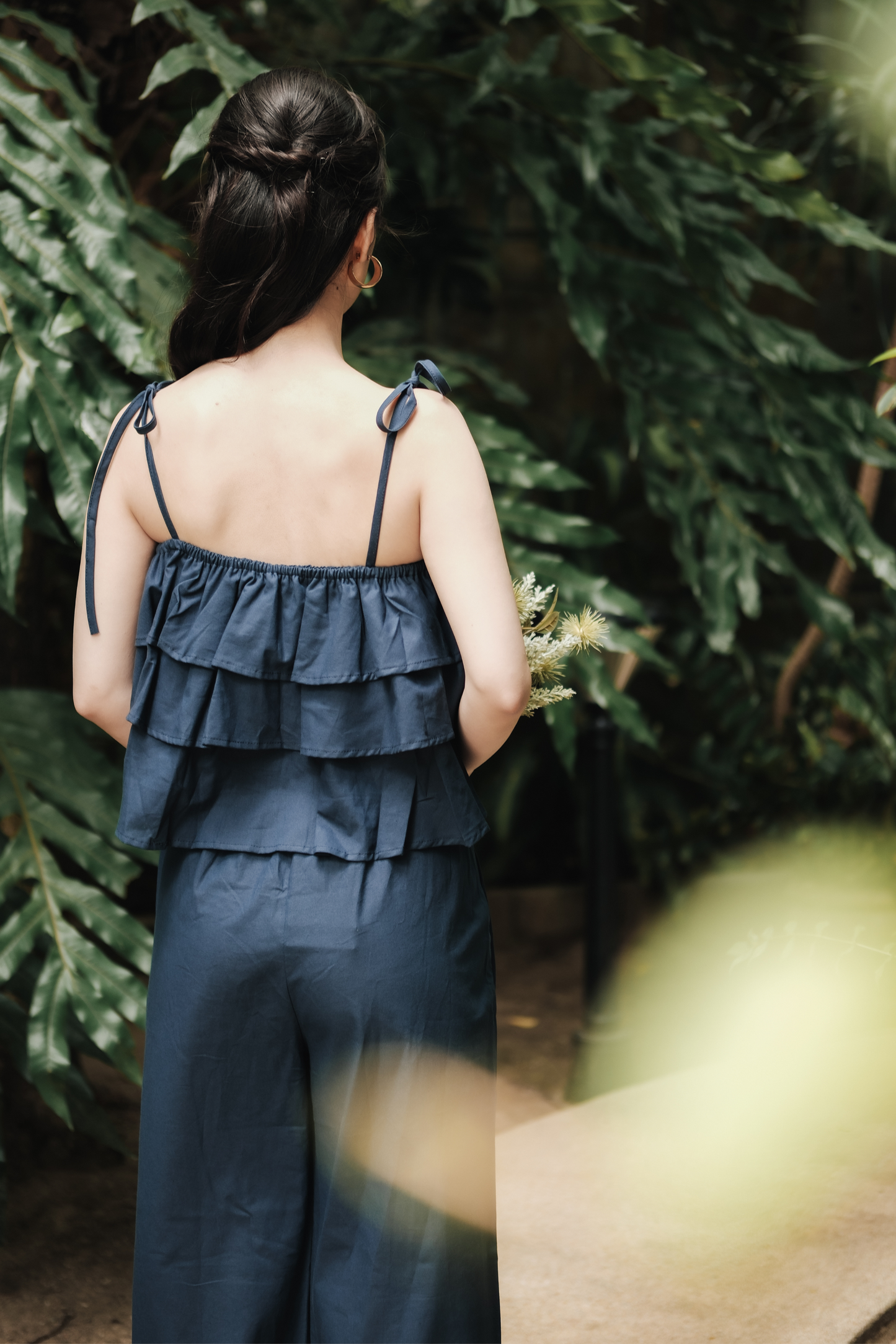Lina Layered Ruffle Cami & Wide-Leg Pants in Blue