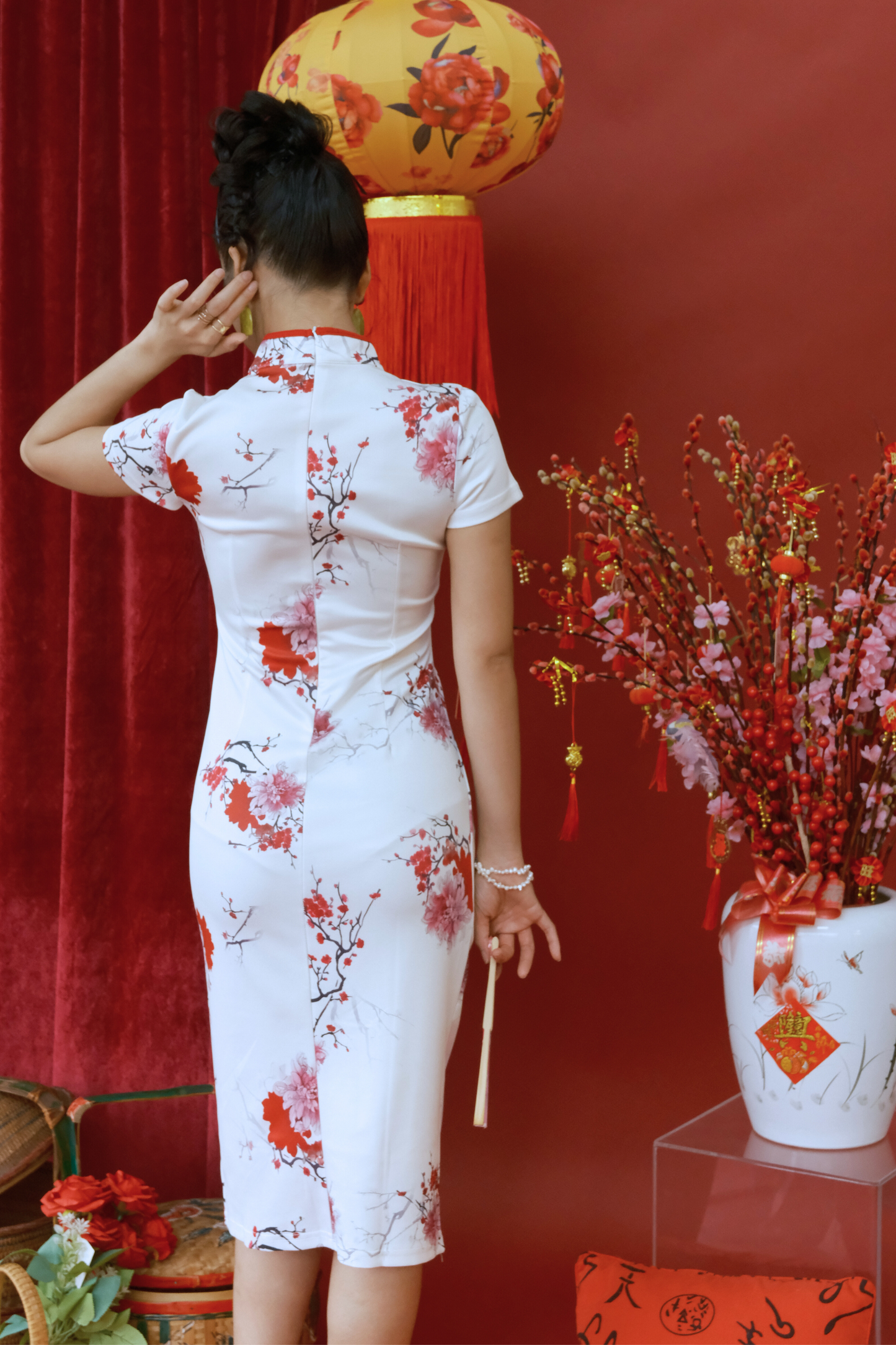 Roselle Blossom Contour Cheongsam Dress (In-Stock)