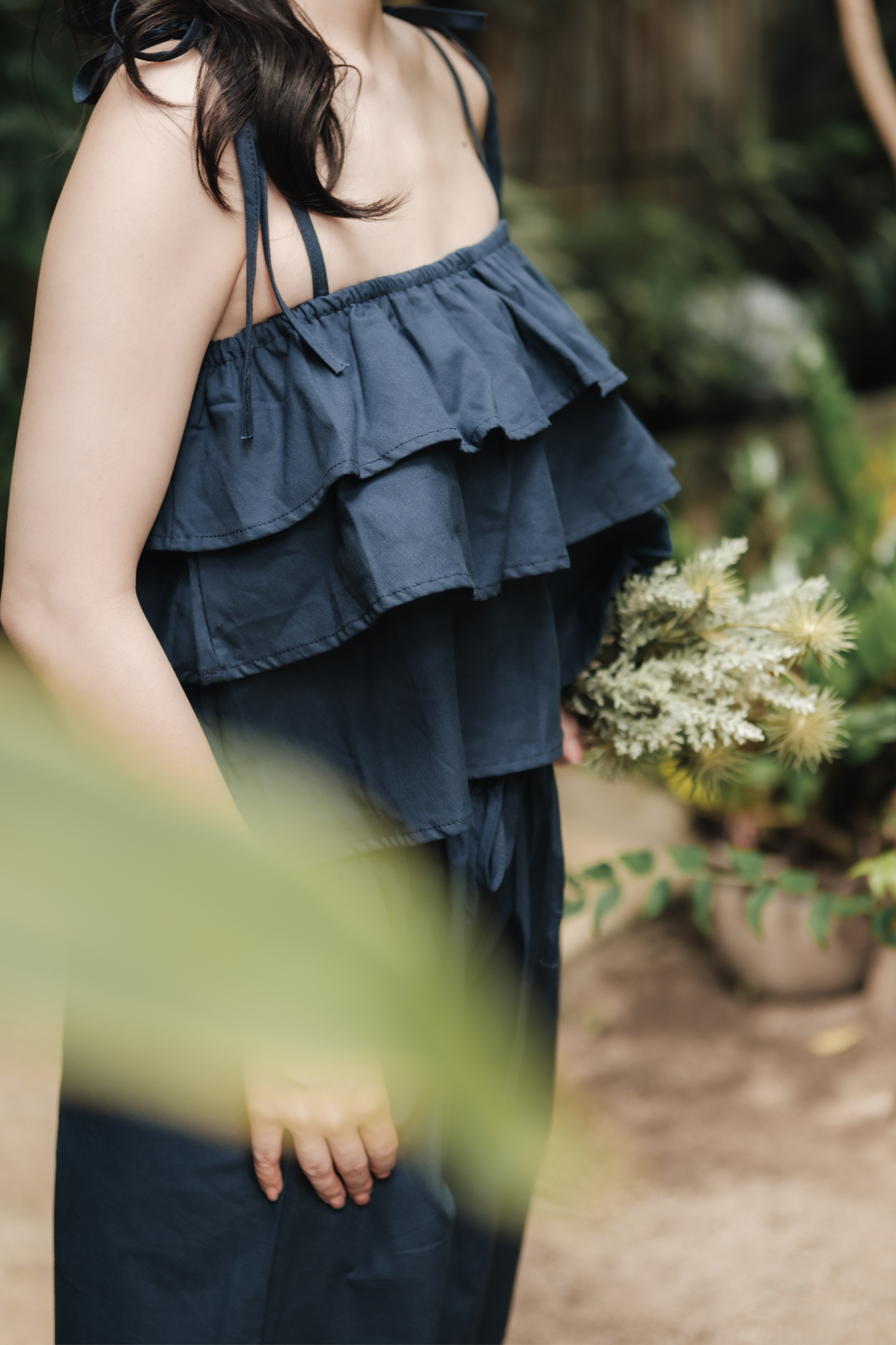 Lina Layered Ruffle Cami & Wide-Leg Pants in Blue