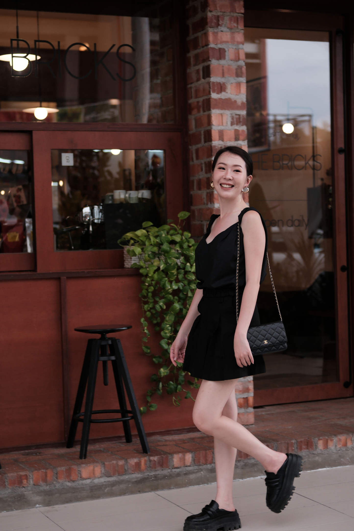 Lena Twisted V-Neck Cami in Black
