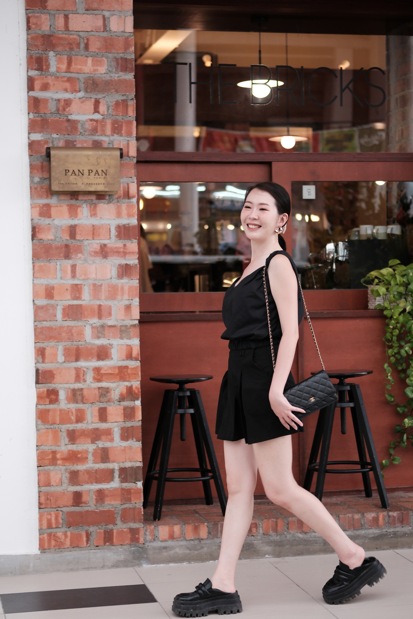 Lena Twisted V-Neck Cami in Black