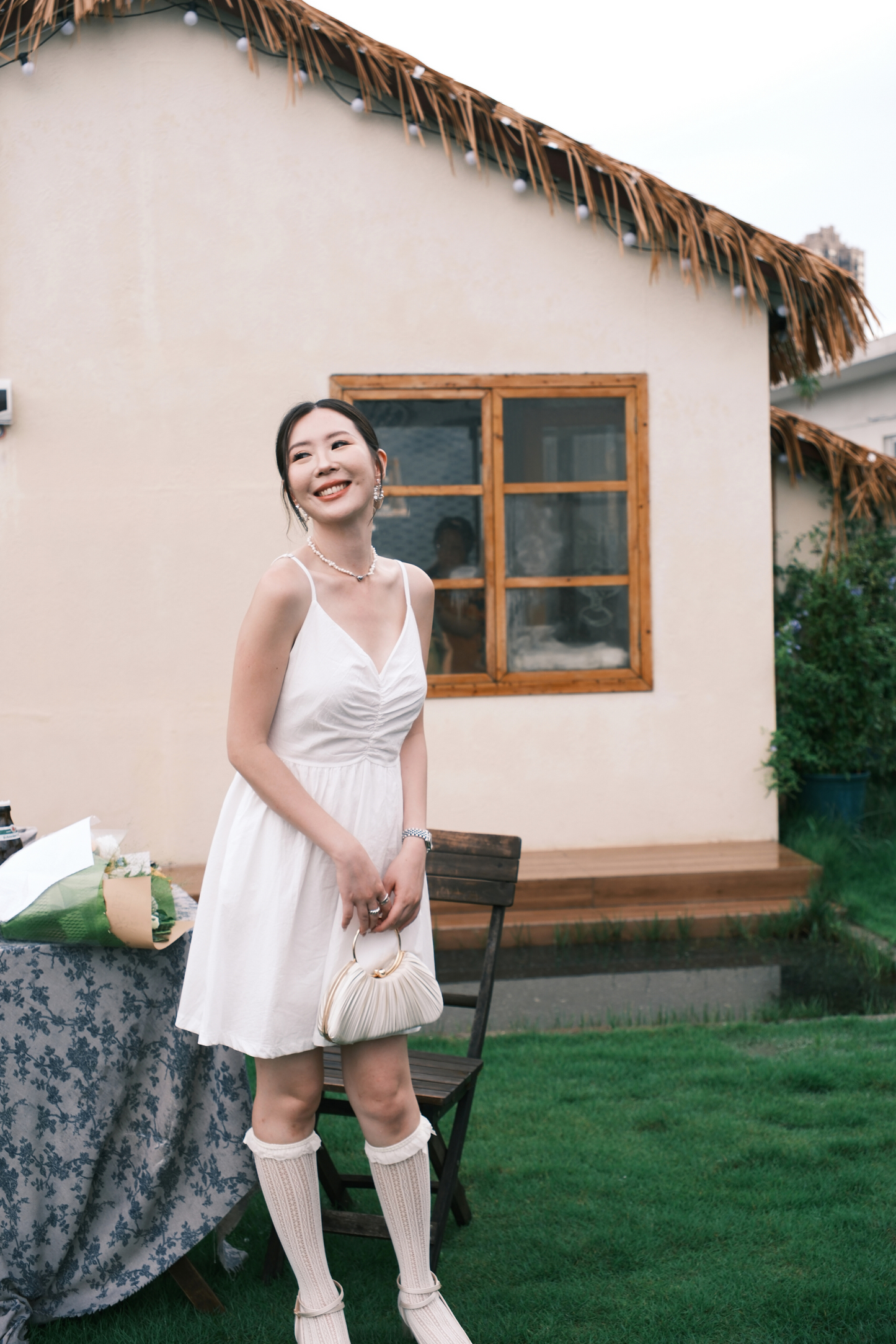Léa Ruched Cami Dress in White