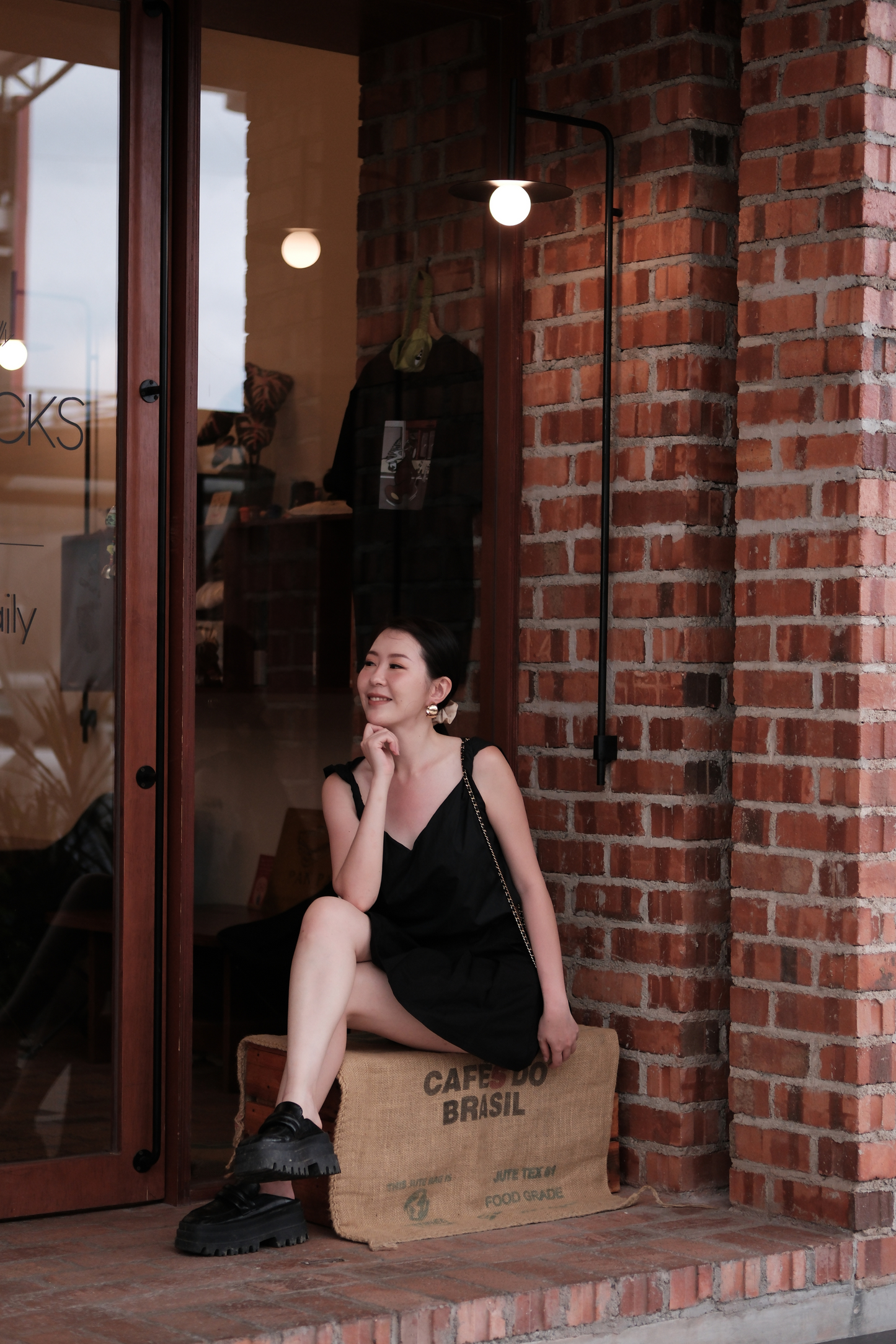 Lena Twisted V-Neck Cami in Black
