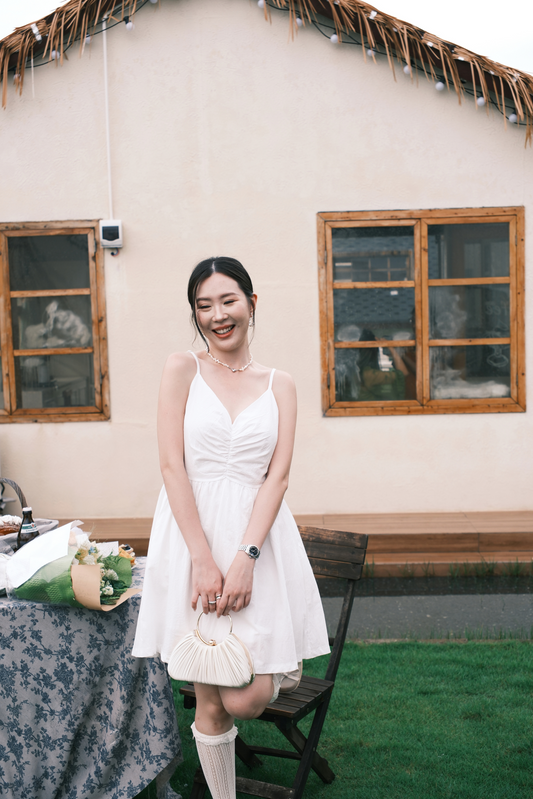 Léa Ruched Cami Dress in White
