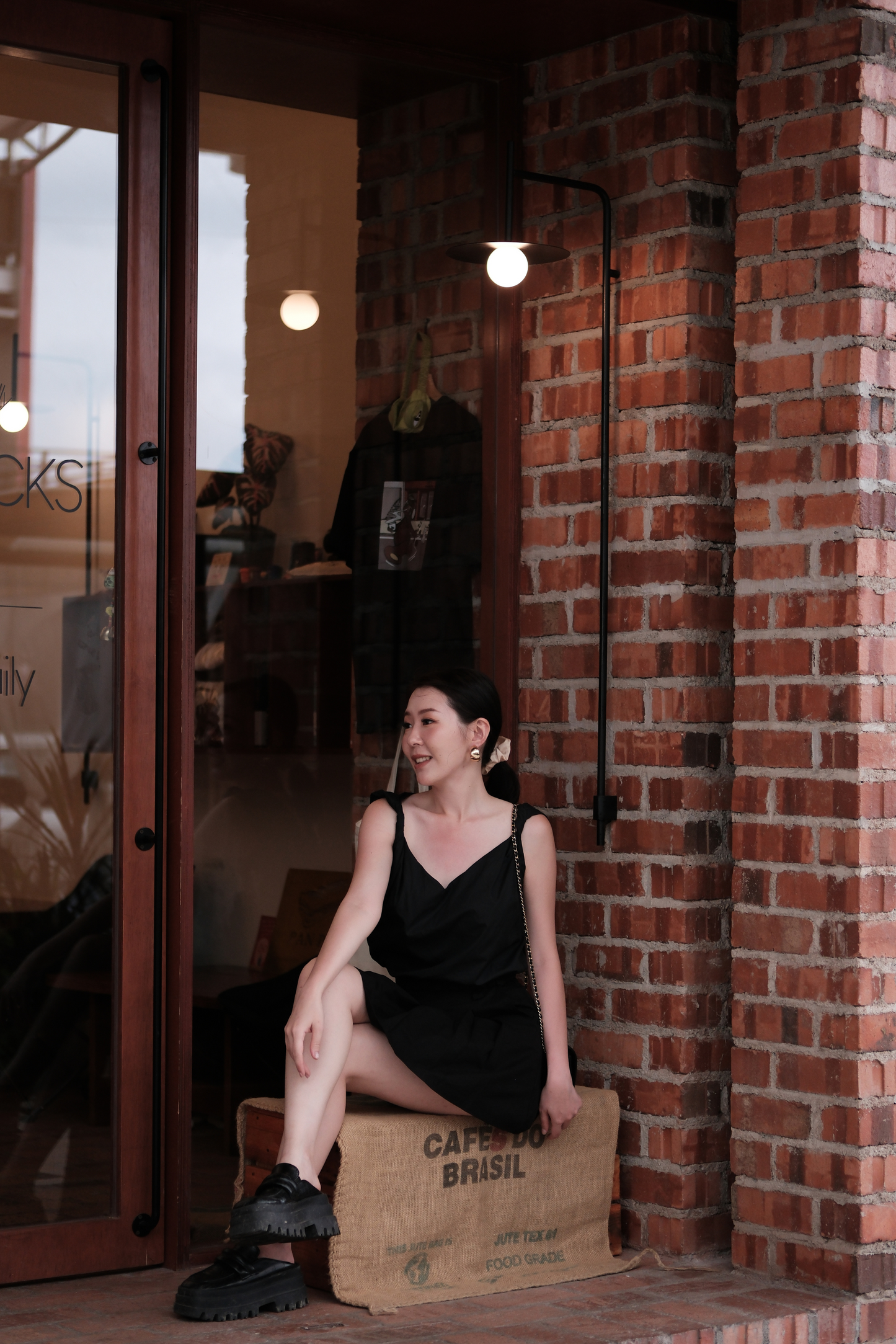 Lena Twisted V-Neck Cami in Black