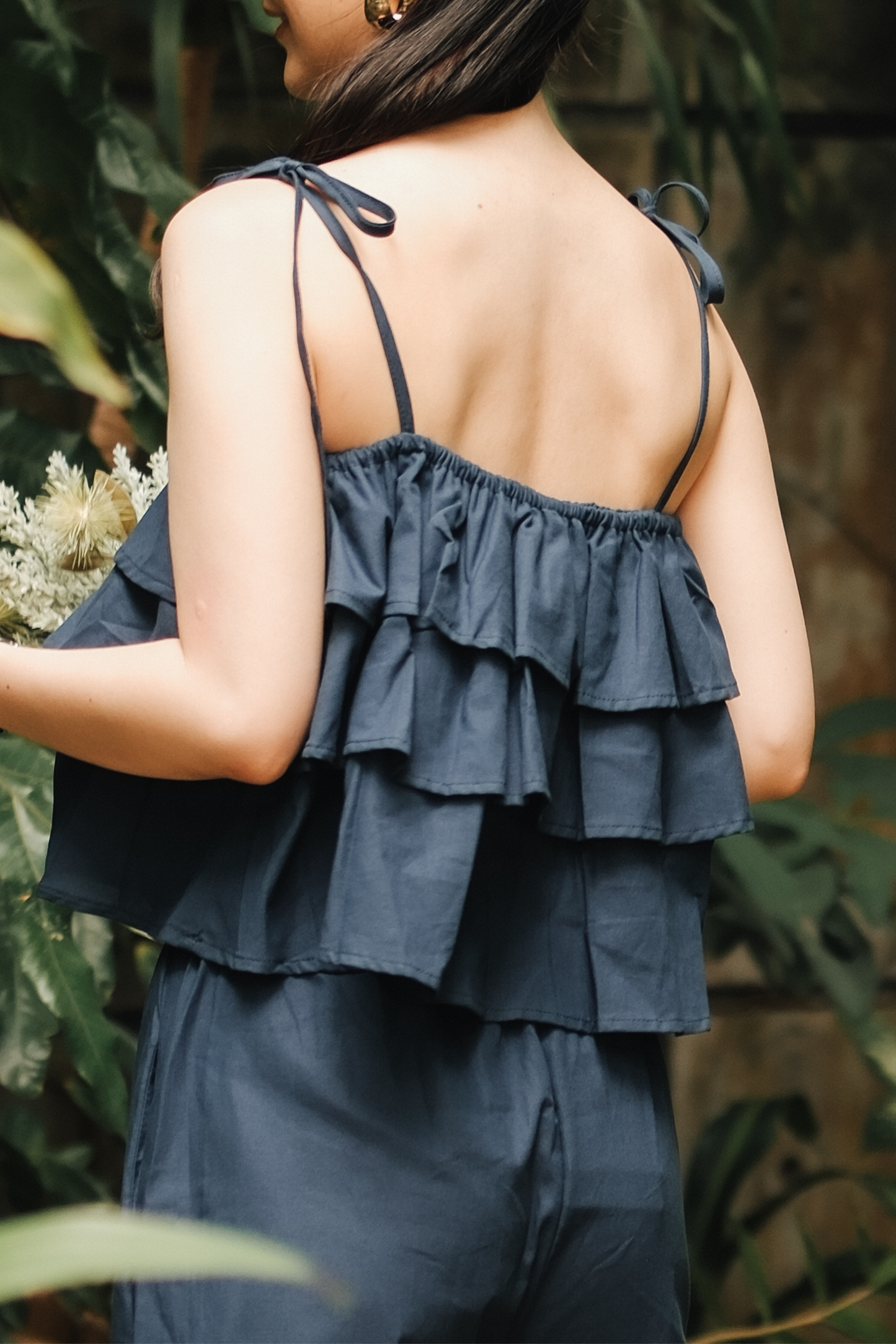 Lina Layered Ruffle Cami & Wide-Leg Pants in Blue