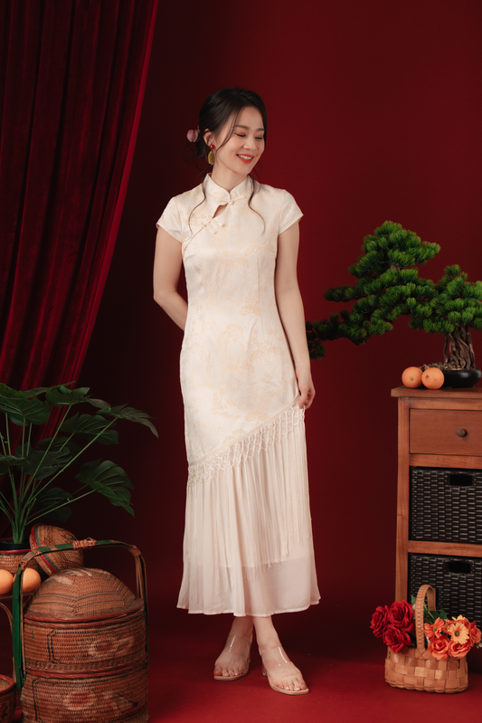 Maeva Layered Fringe Cheongsam Dress