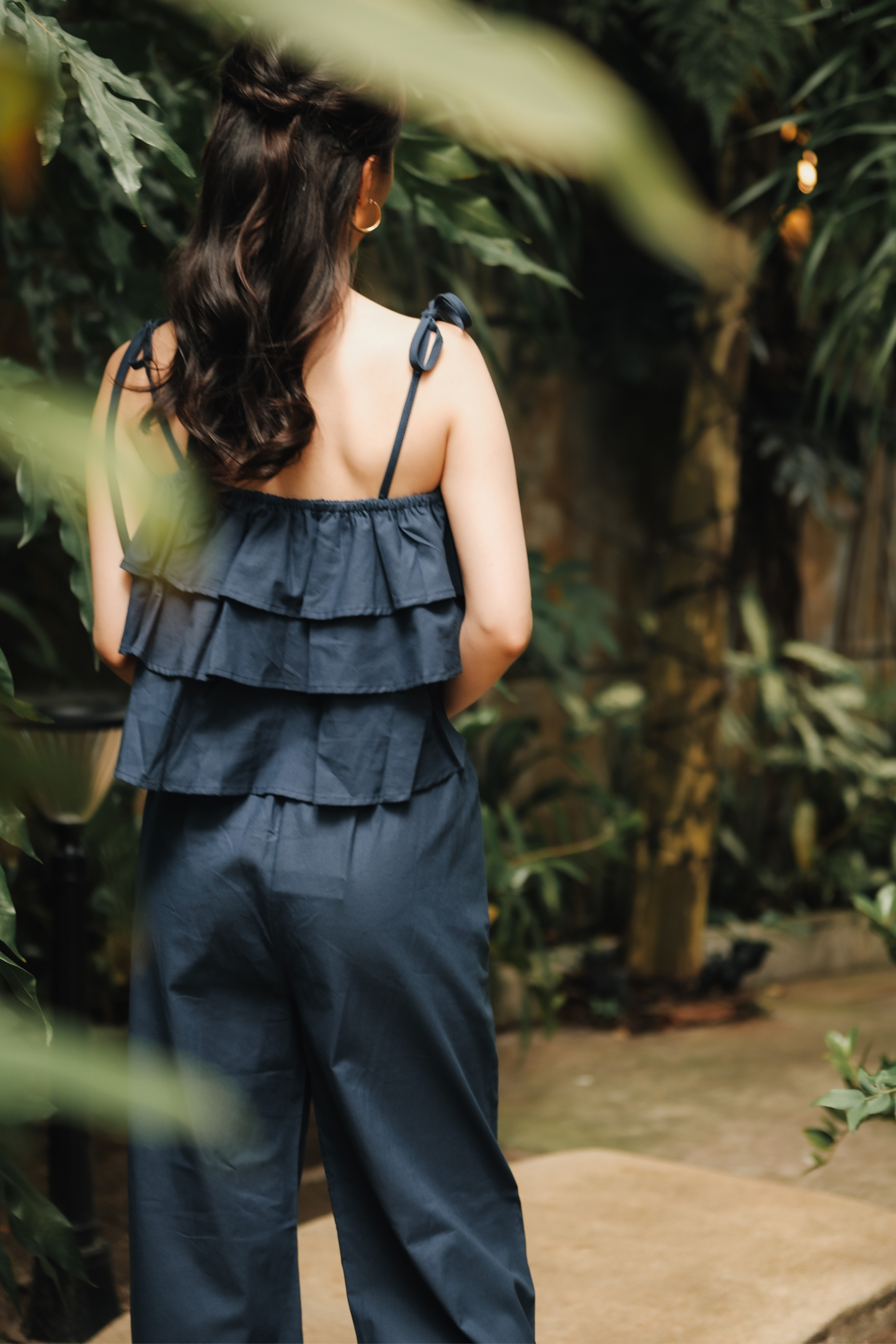 Lina Layered Ruffle Cami & Wide-Leg Pants in Blue