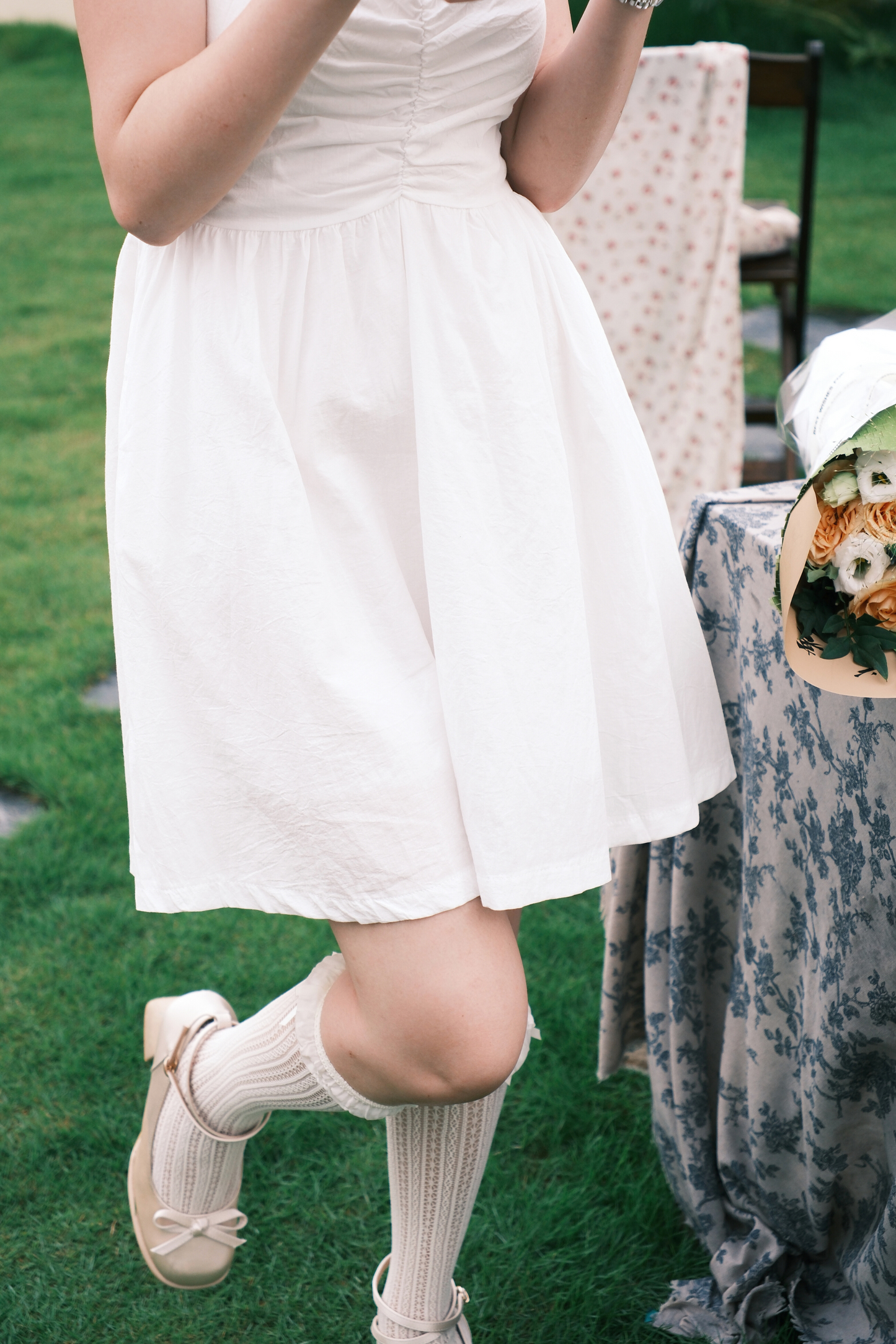 Léa Ruched Cami Dress in White