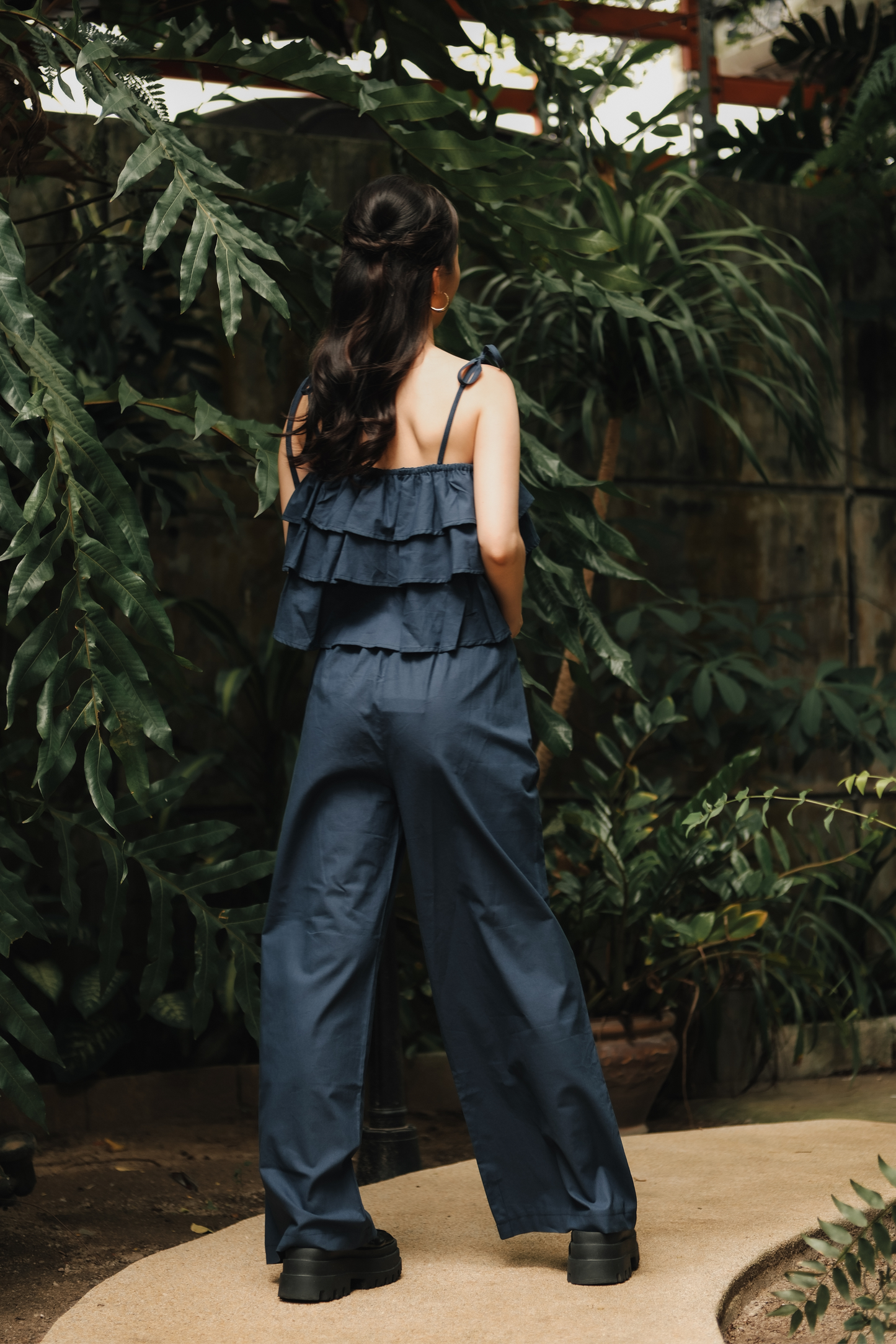 Lina Layered Ruffle Cami & Wide-Leg Pants in Blue