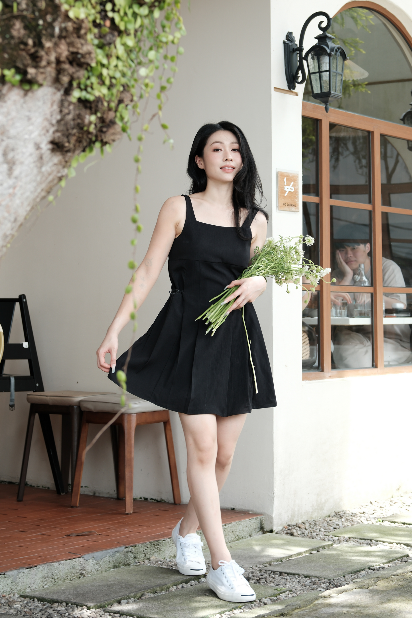 Vivienne Pleated Corset Mini Dress in Black