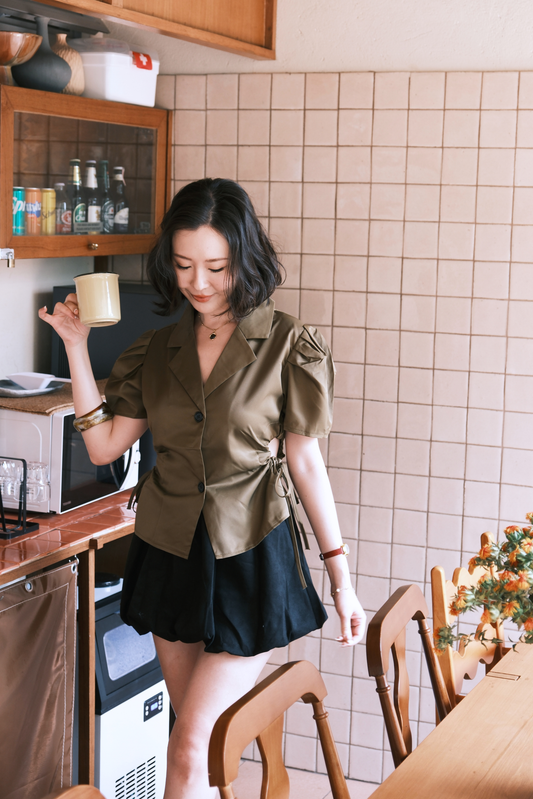 Sienna Muse Blazer Top in Dark Green