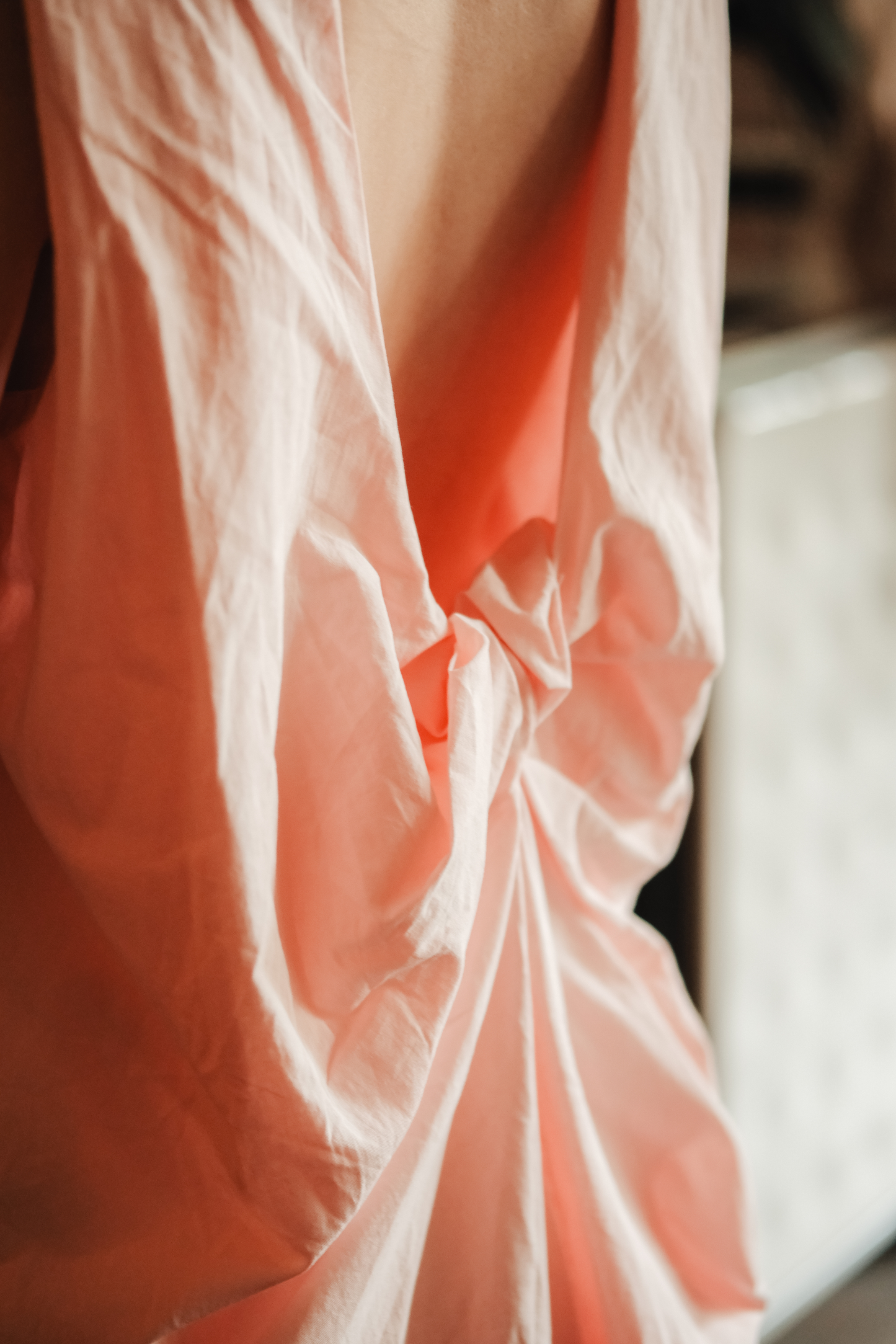 Inès Draped Back Knot Top in Ballet Pink