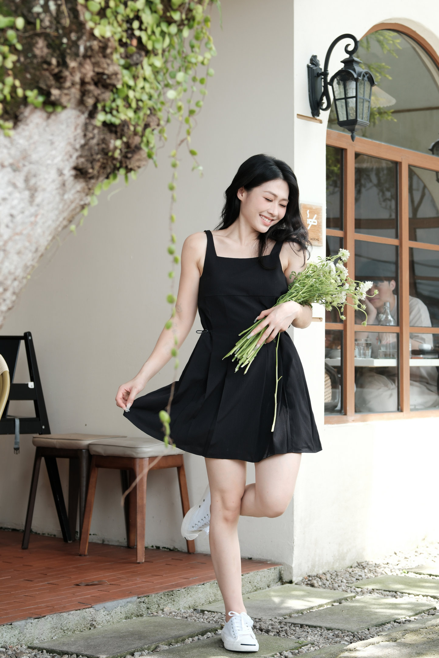 Vivienne Pleated Corset Mini Dress in Black