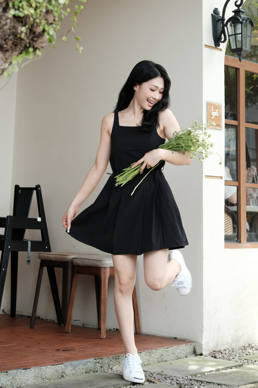 Vivienne Pleated Corset Mini Dress in Black