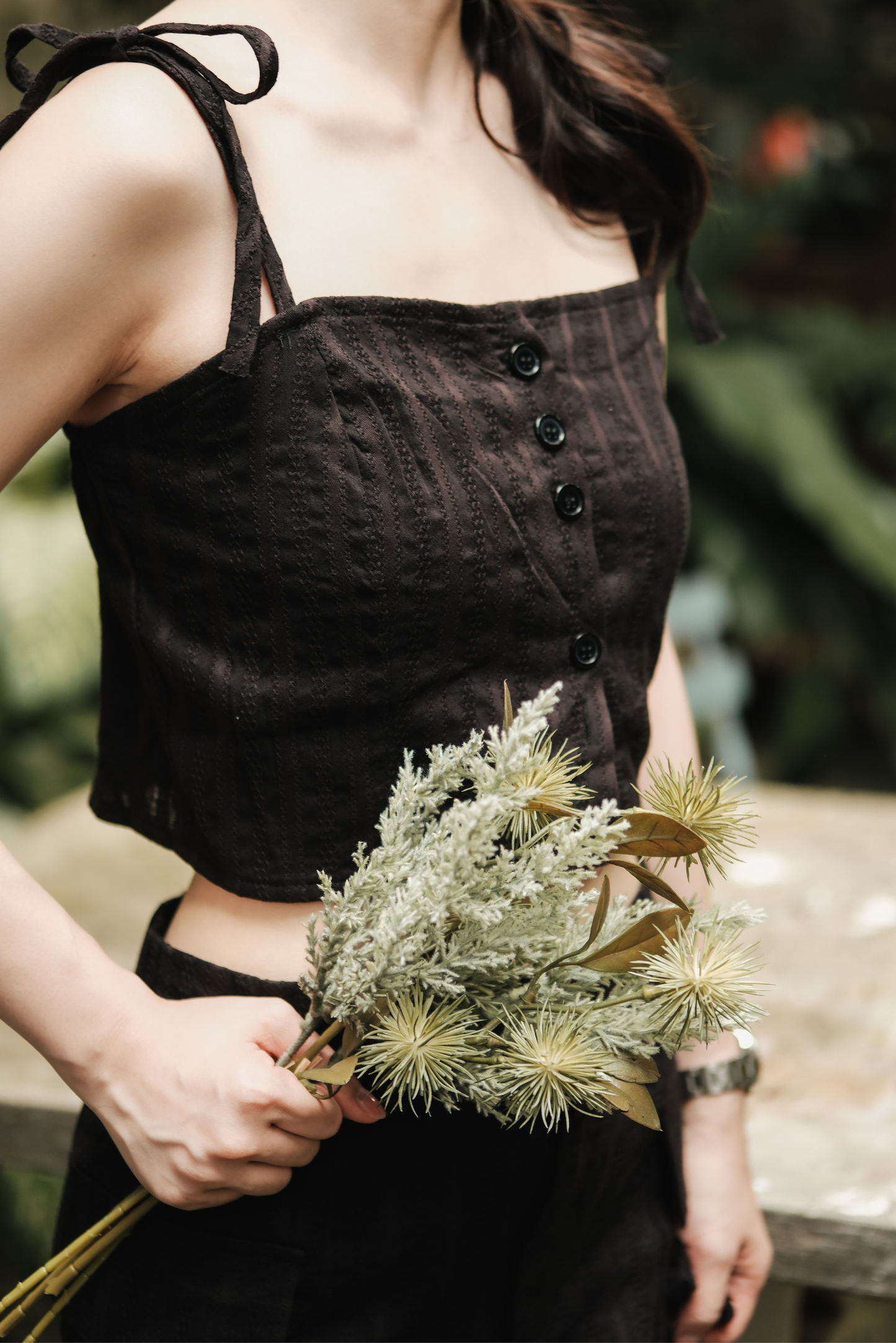 Élise Textured Knit Cami & Skirt Set in Black