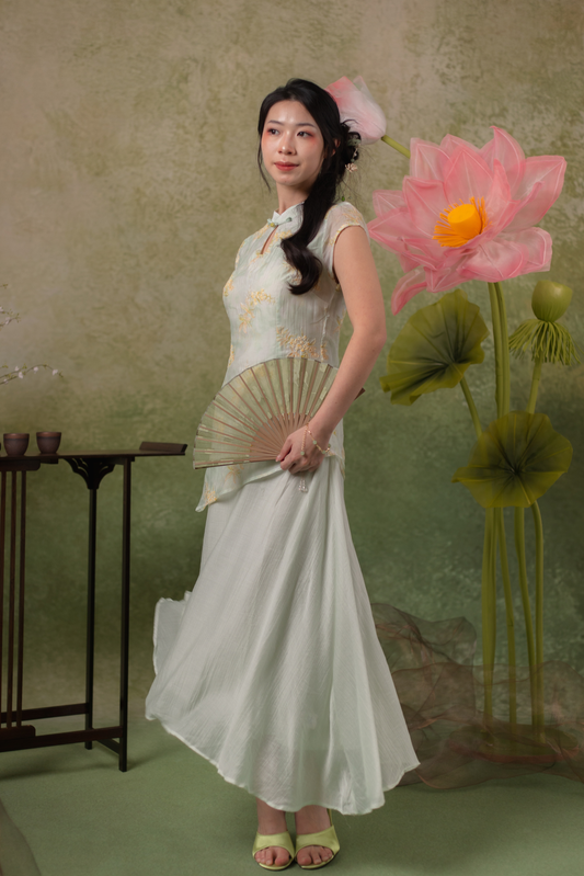 Liana Meadow Cheongsam Dress in Sage