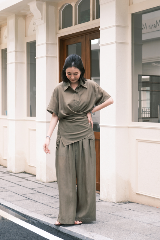 Aurelia Draped Utility Set in Green