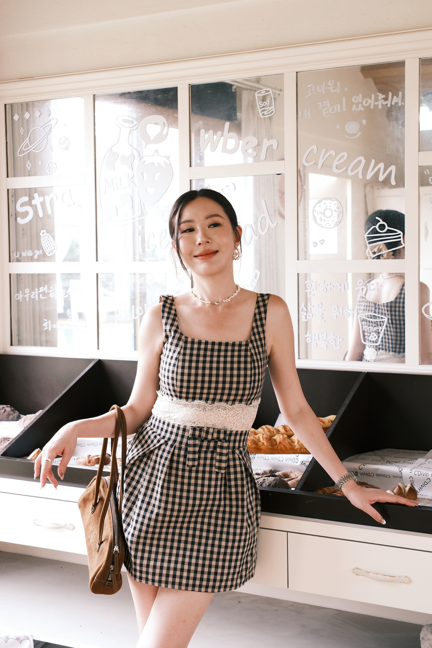 Chloé Gingham Lace Trim Mini Dress