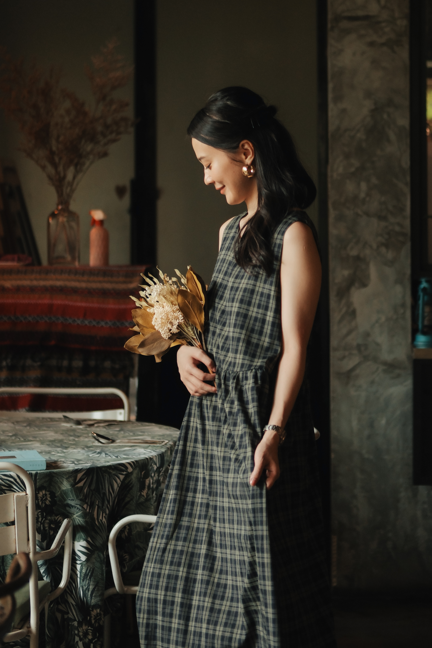 Eloise Plaid Sleeveless Maxi Dress