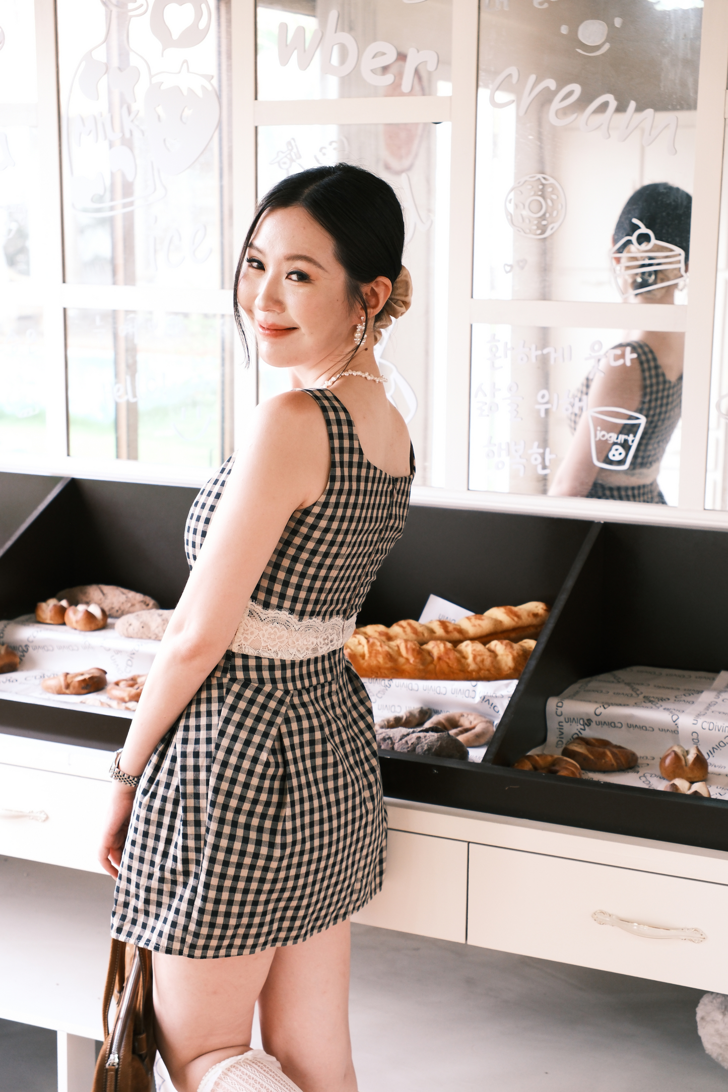 Chloé Gingham Lace Trim Mini Dress