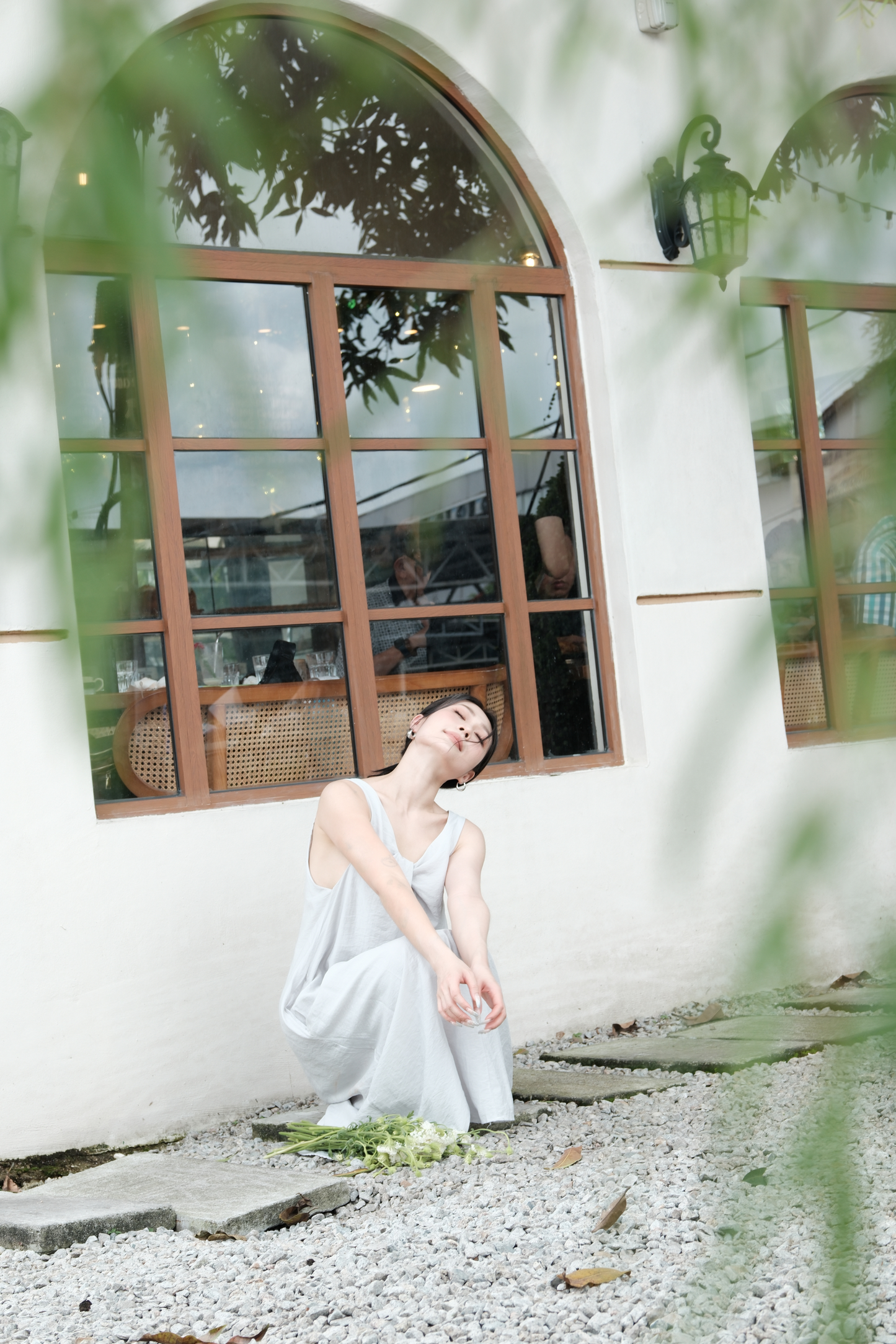 Clara Twist-Knot V-Neck Dress in Light Blue