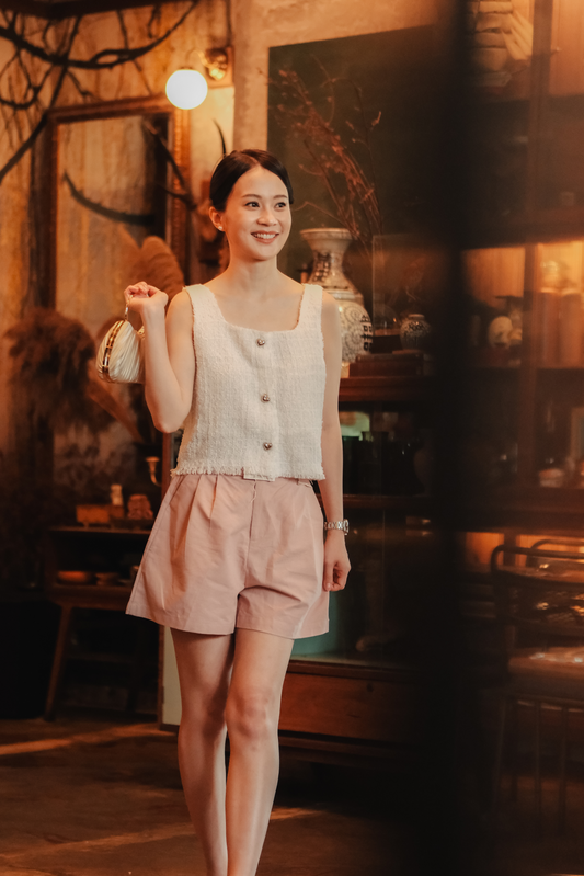 Amélie Tweed Fringe Vest in White