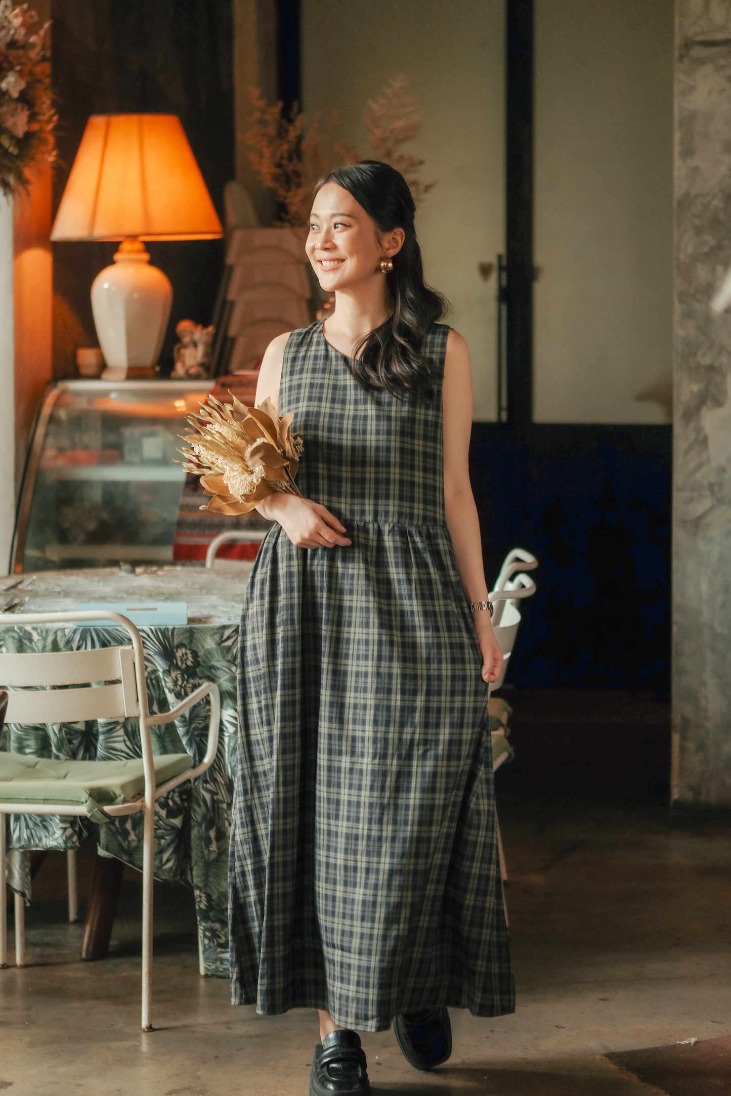 Eloise Plaid Sleeveless Maxi Dress