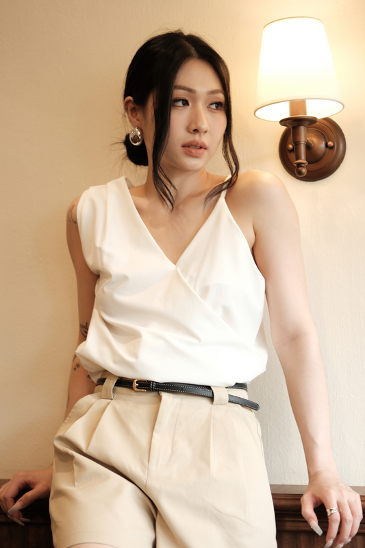 Noémie Asymmetric Strap Vest in White