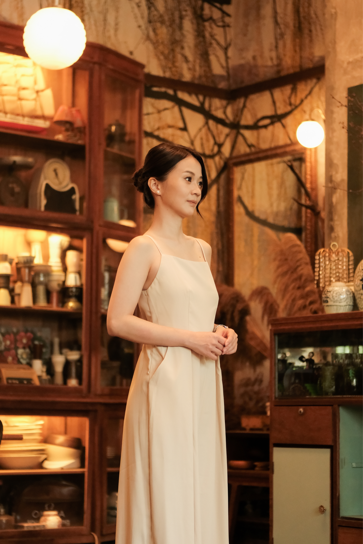 Chloé Back-Strap Wide-Leg Jumpsuit in Beige