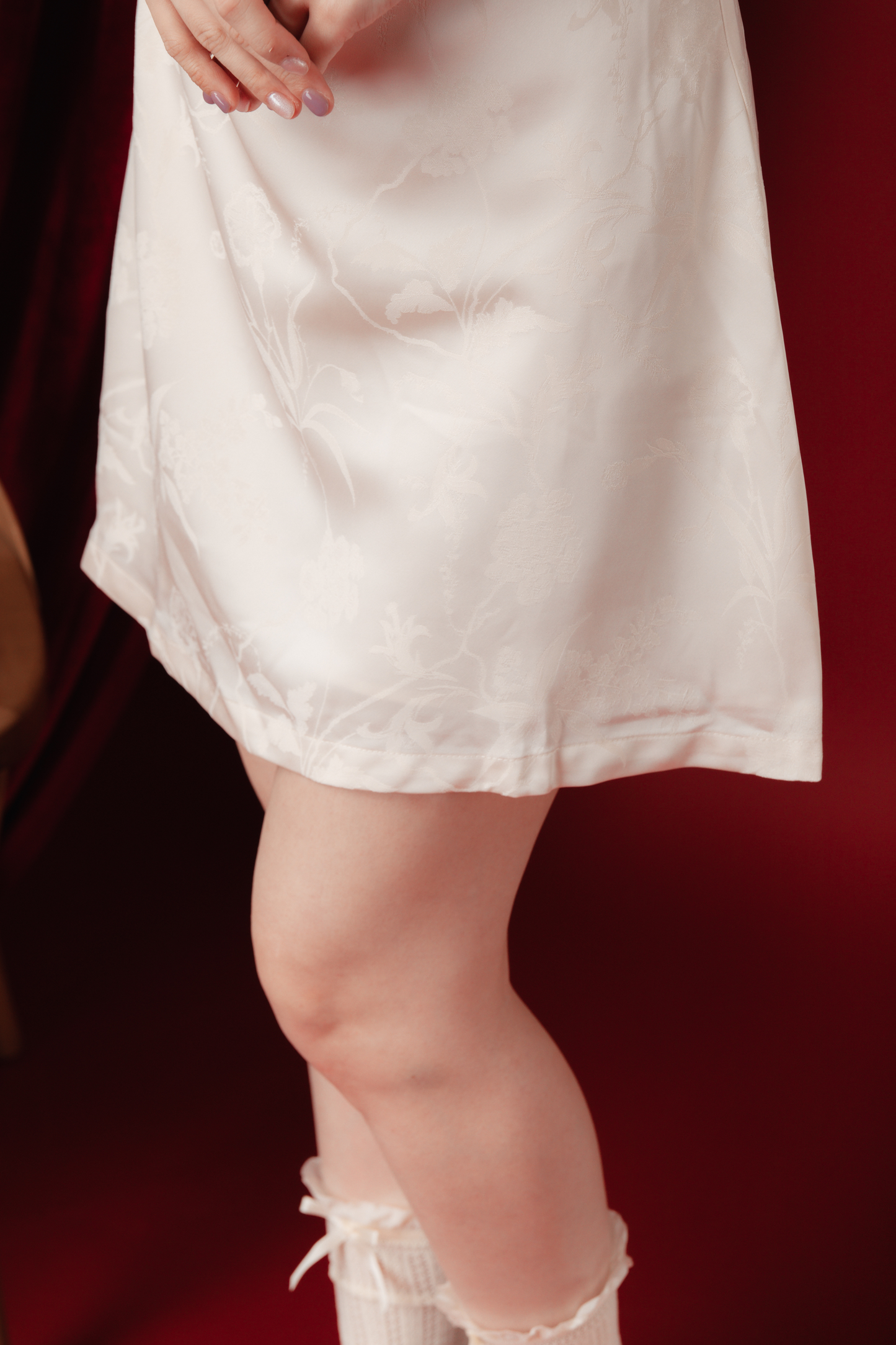 Léa Satin Petal Cheongsam Dress