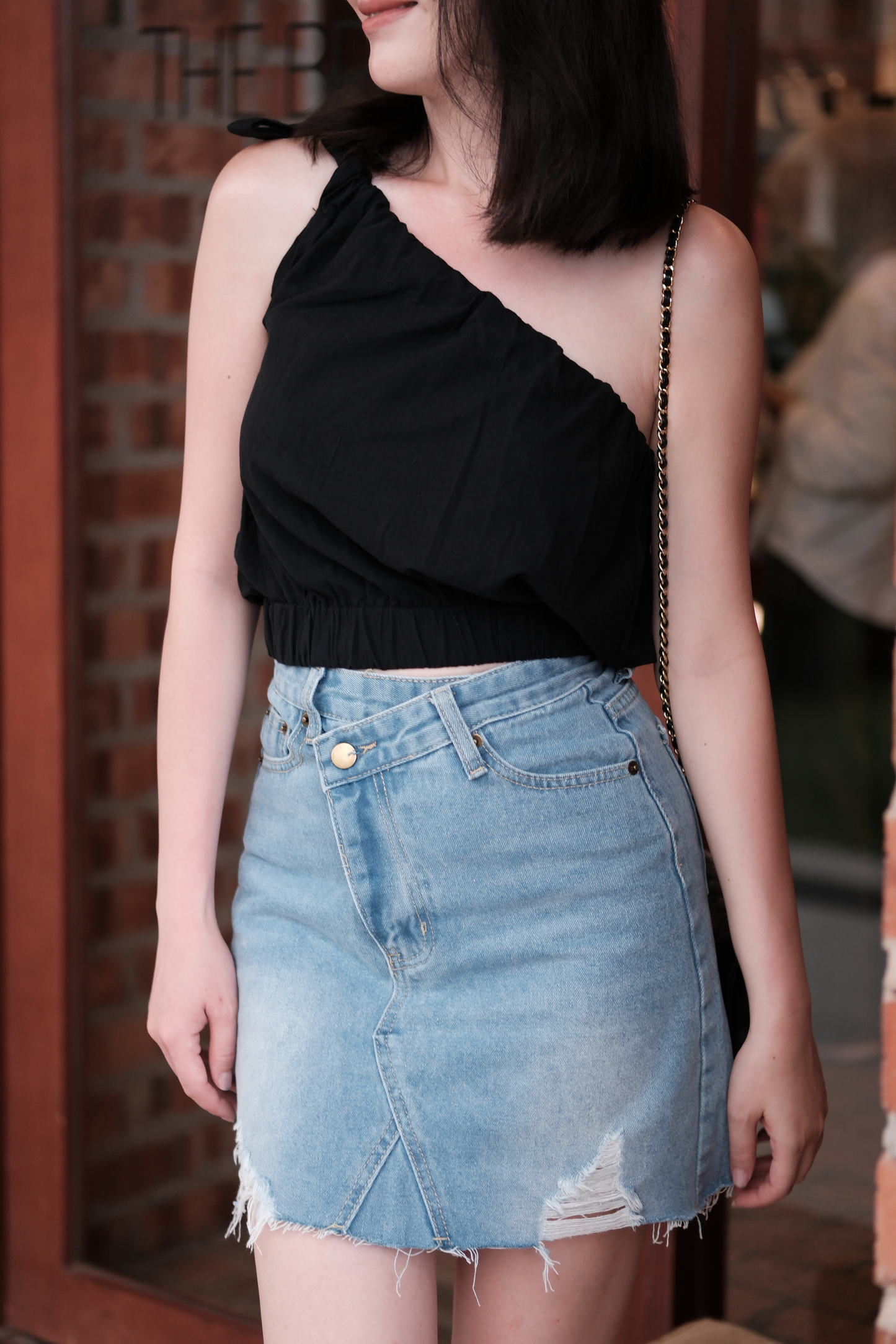 Aria Denim Raw Hem Mini Skirt