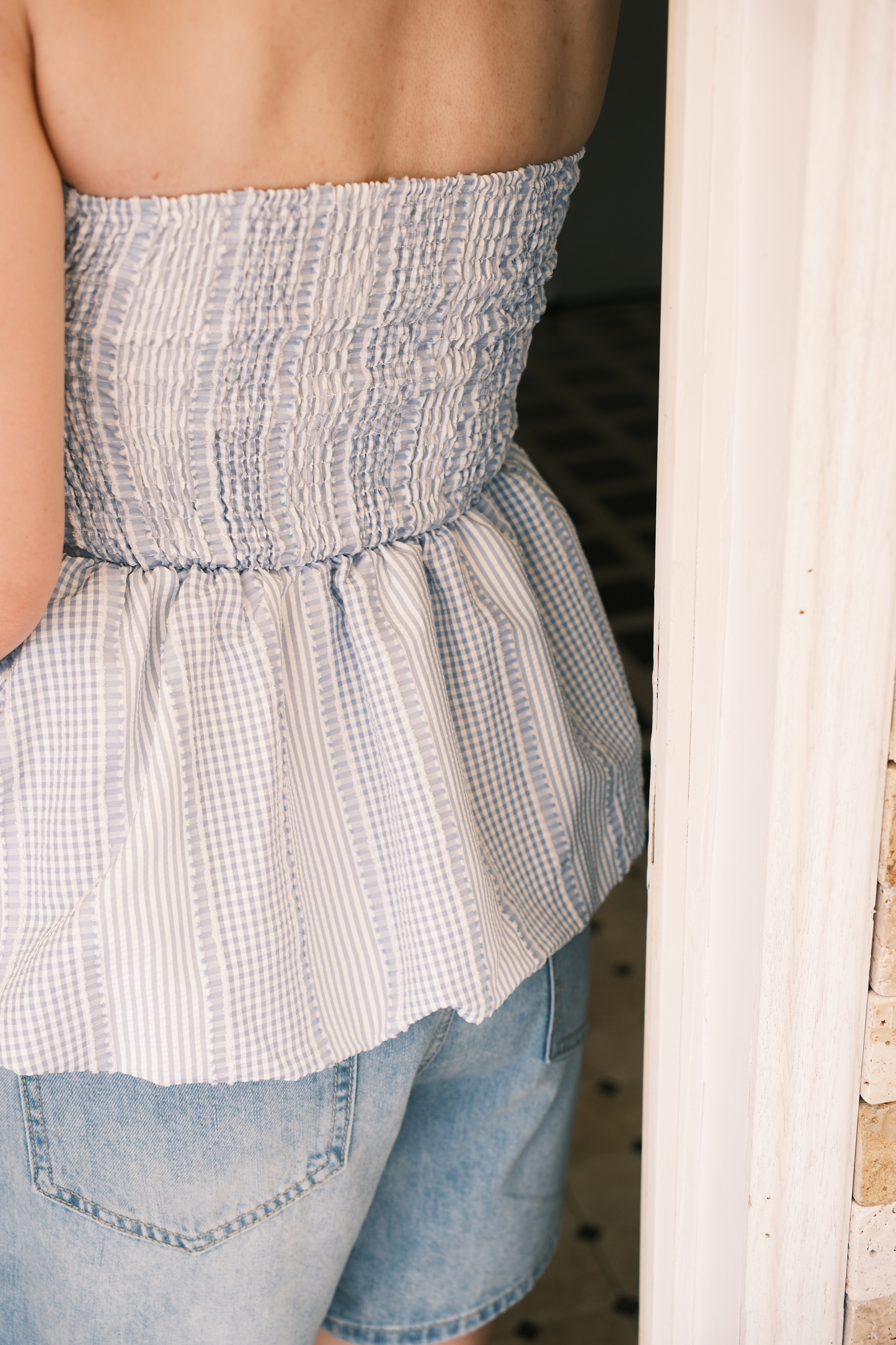 Lilou Gingham Bow Peplum Top