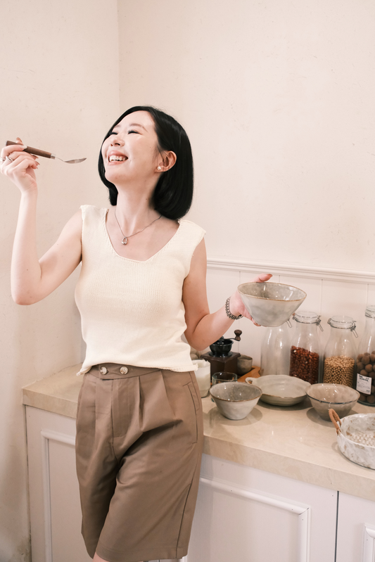 Céline Back-Tie Knit Tank in Beige