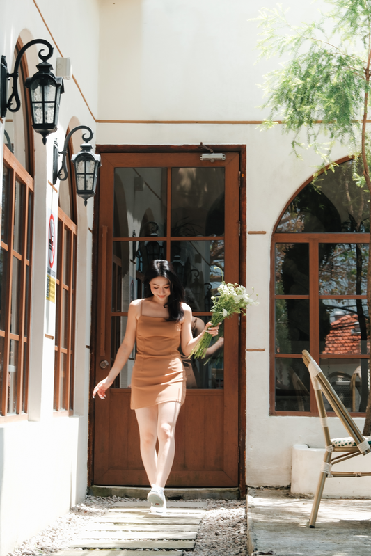 Aria Tailored Mini Dress in Khaki