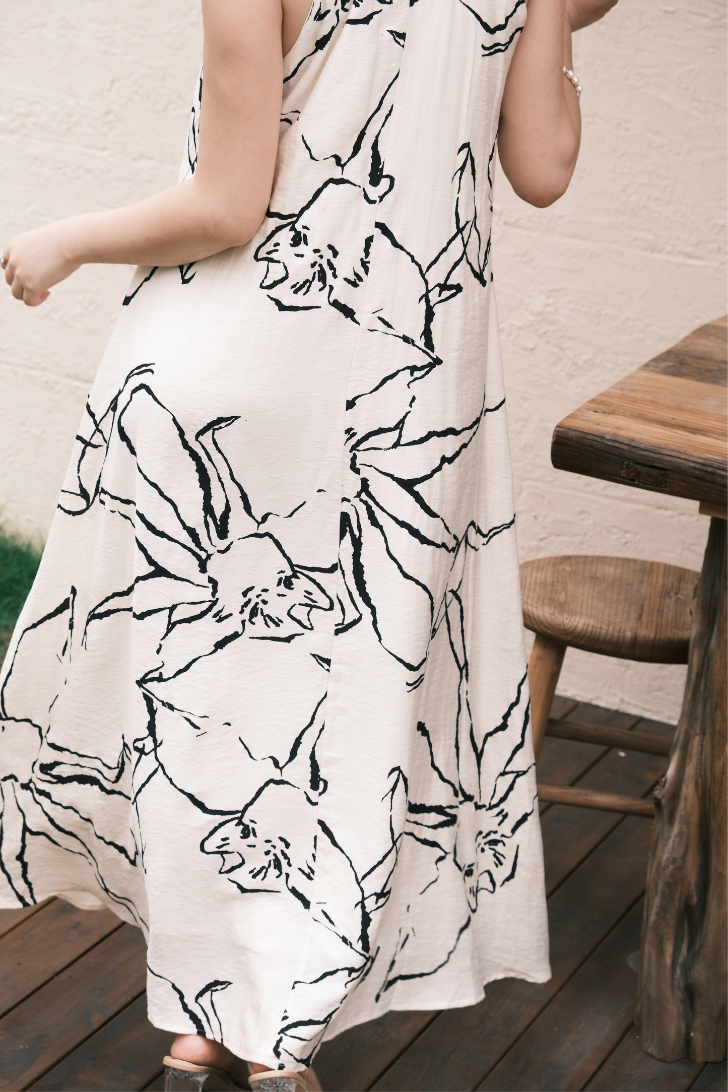 Noir Fleur Halter Maxi Dress in Cream