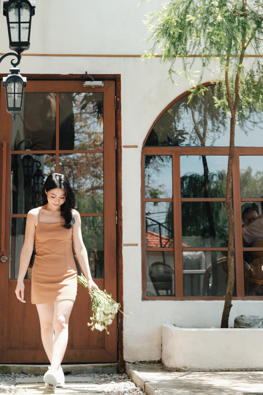 Aria Tailored Mini Dress in Khaki