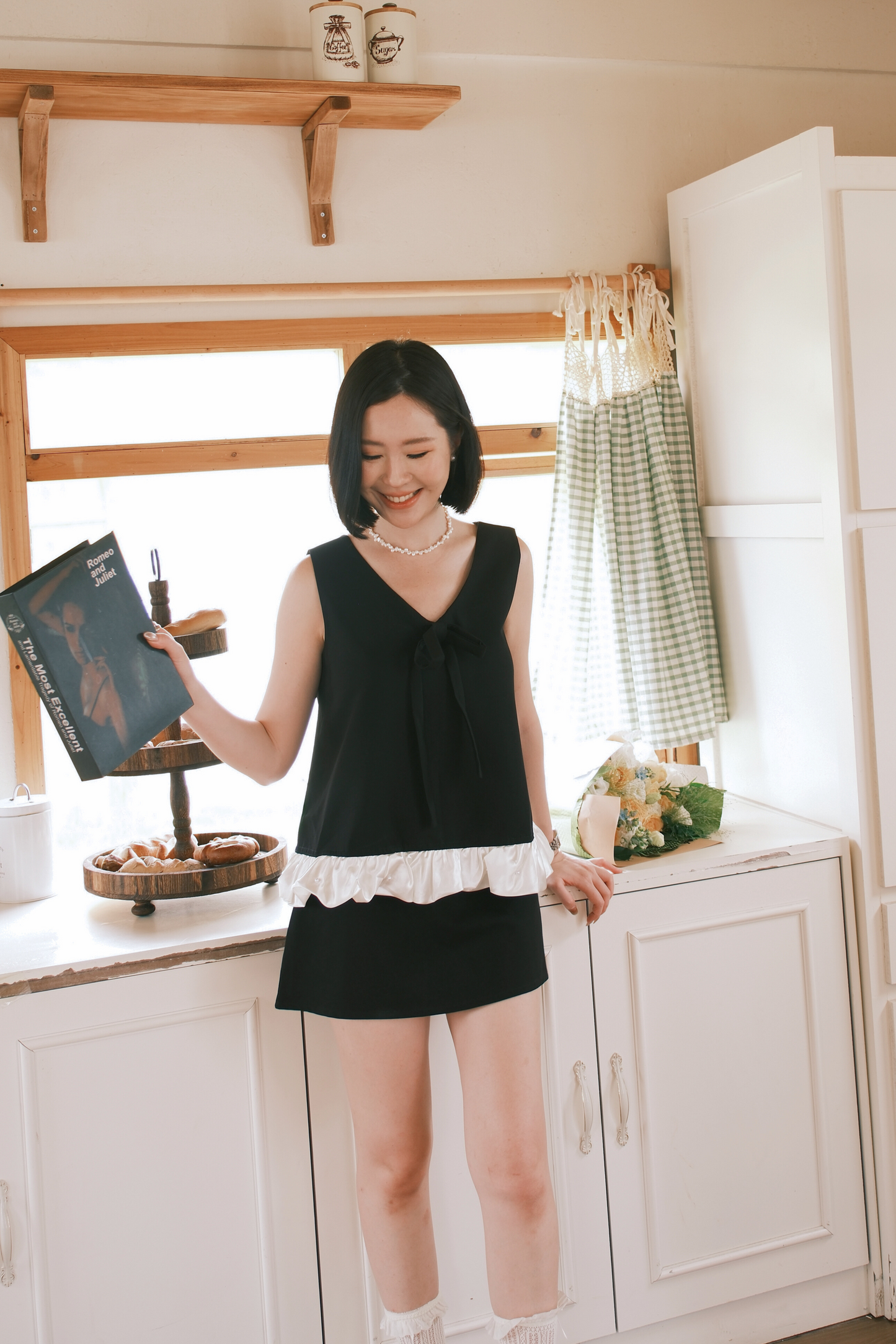 Émilie Ruffle Bow-Tie Top