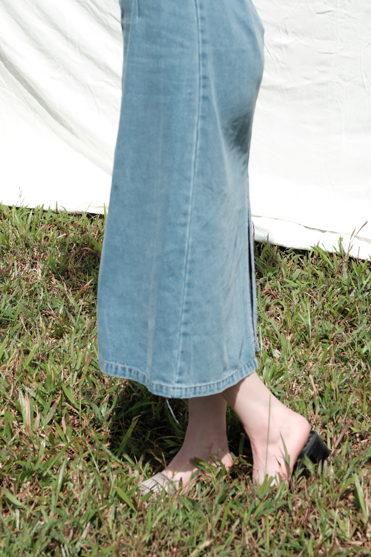 Juliette Puff Sleeve Denim Midi Dress