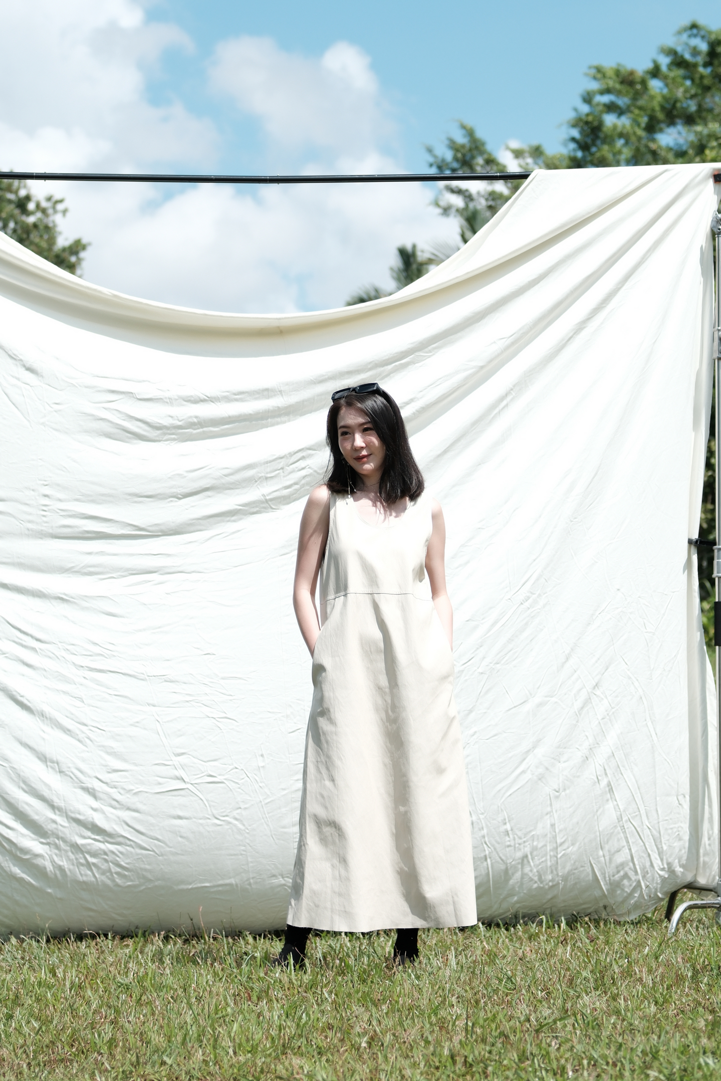 Noa PU Tank Dress in Cream