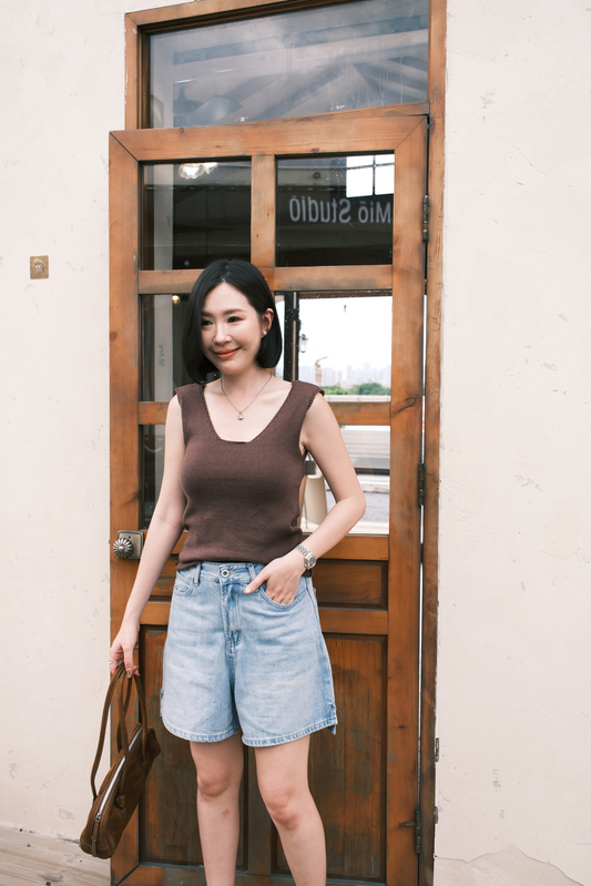 Céline Back-Tie Knit Tank in Coffee