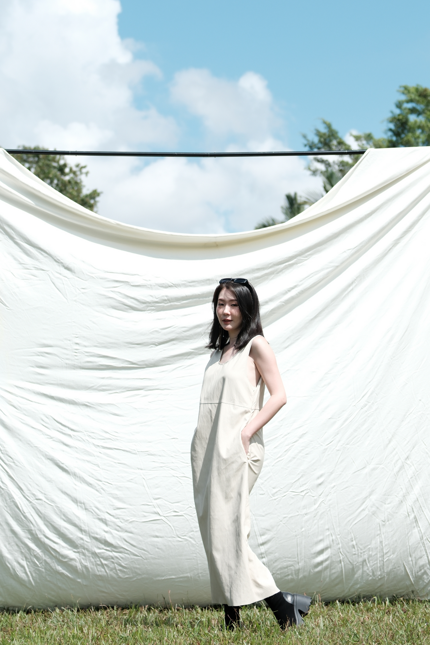 Noa PU Tank Dress in Cream