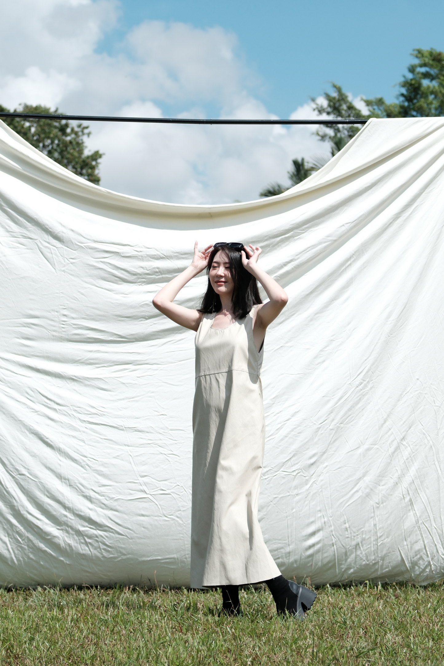 Noa PU Tank Dress in Cream