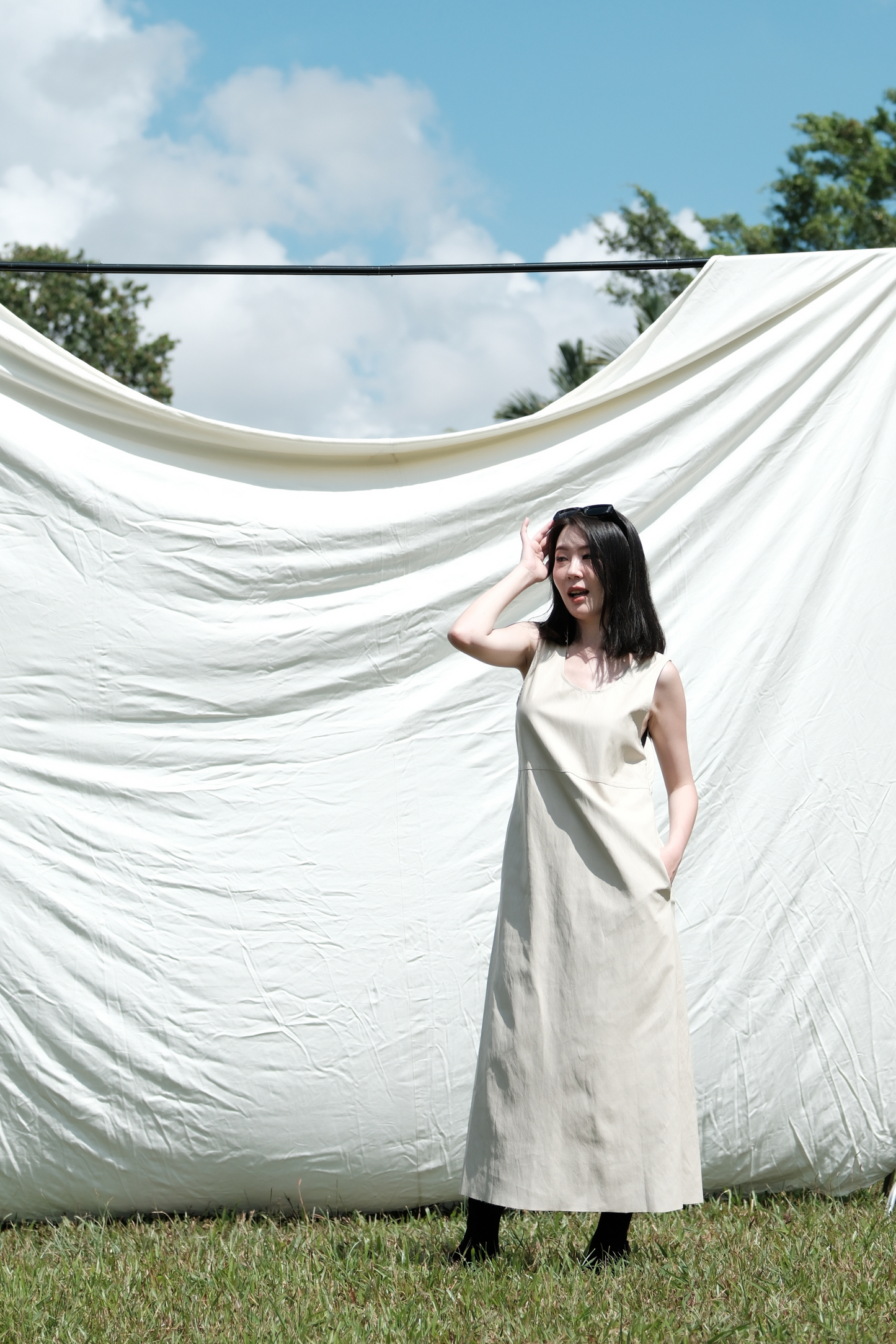 Noa PU Tank Dress in Cream