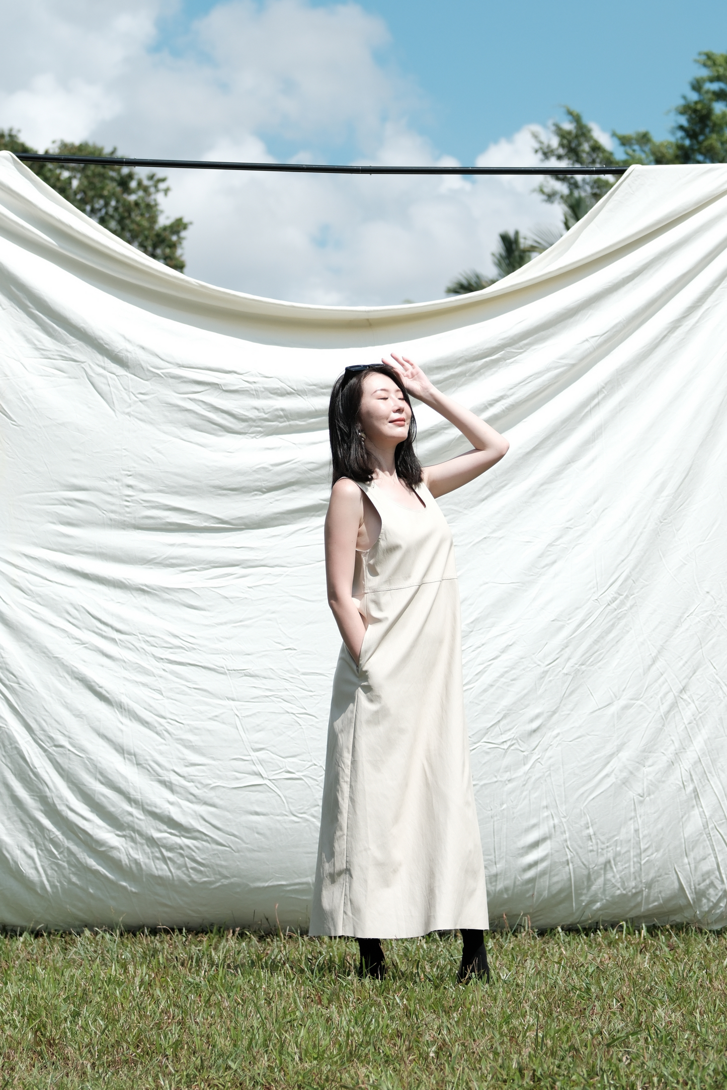 Noa PU Tank Dress in Cream