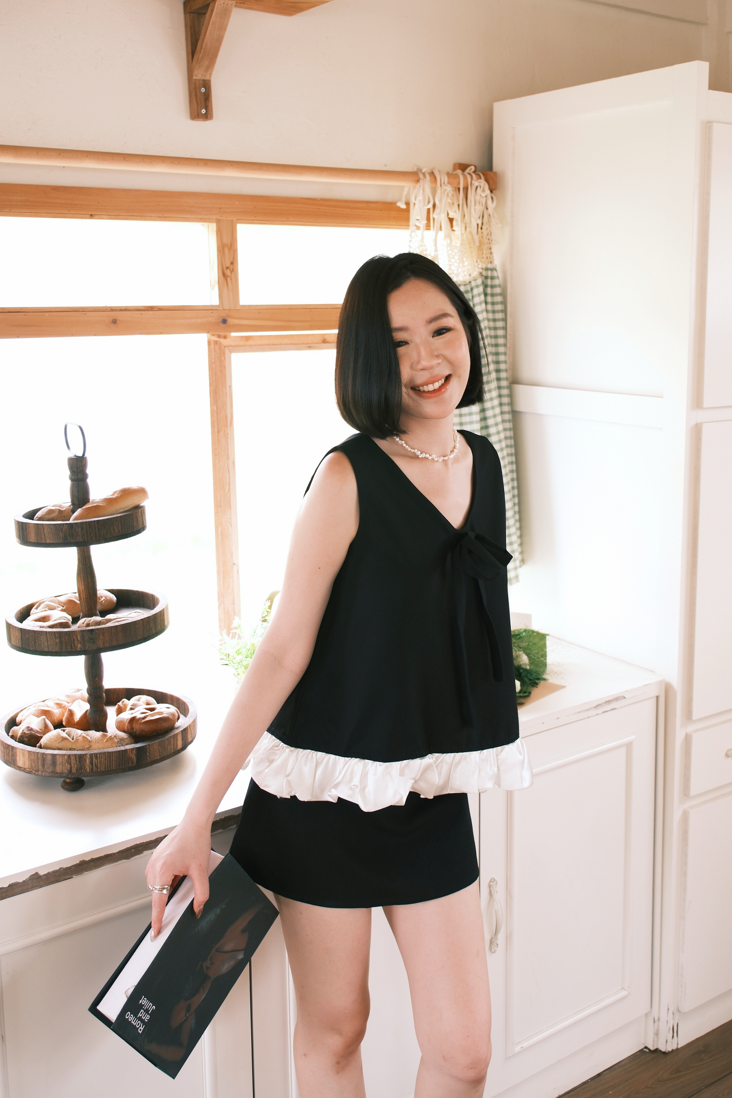 Émilie Ruffle Bow-Tie Top