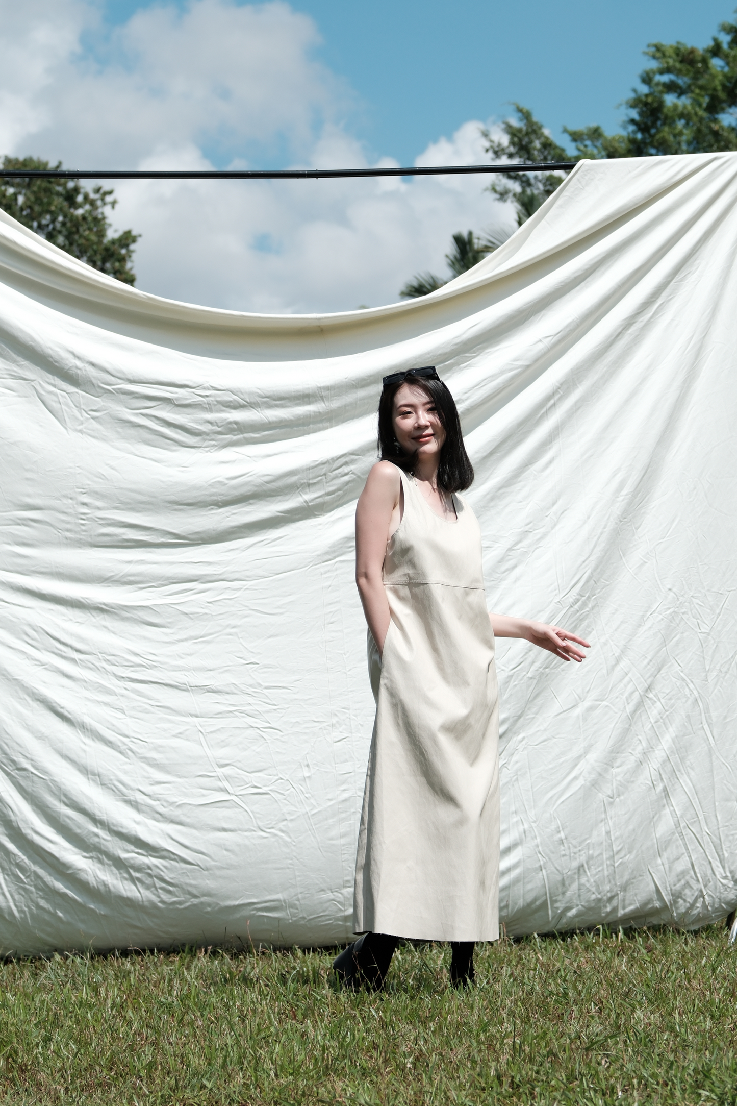 Noa PU Tank Dress in Cream