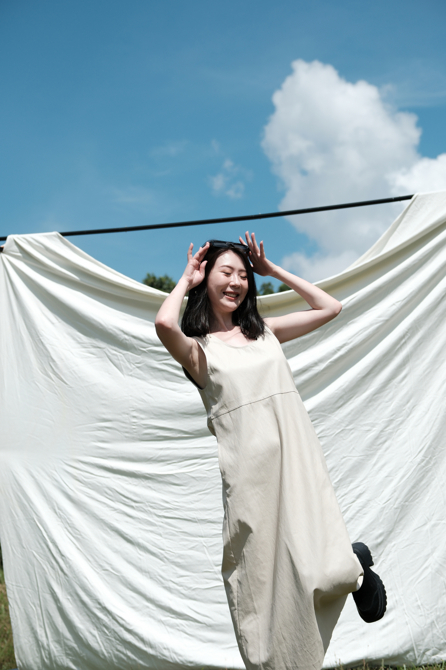 Noa PU Tank Dress in Cream