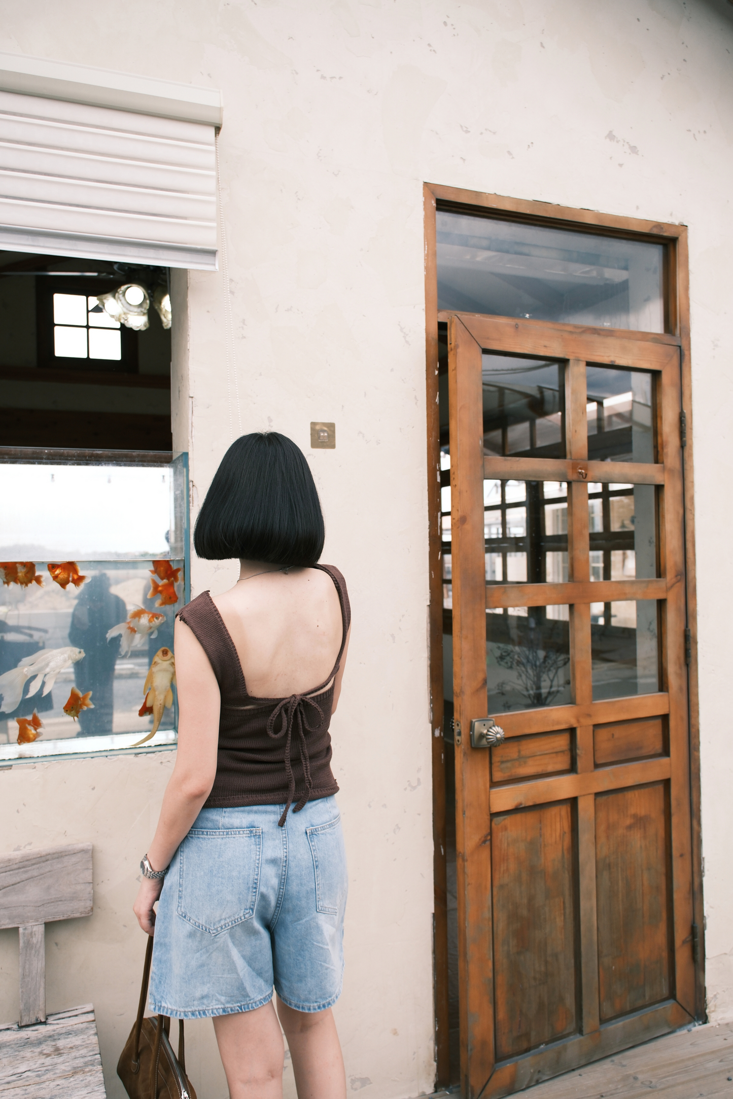 Céline Back-Tie Knit Tank in Coffee